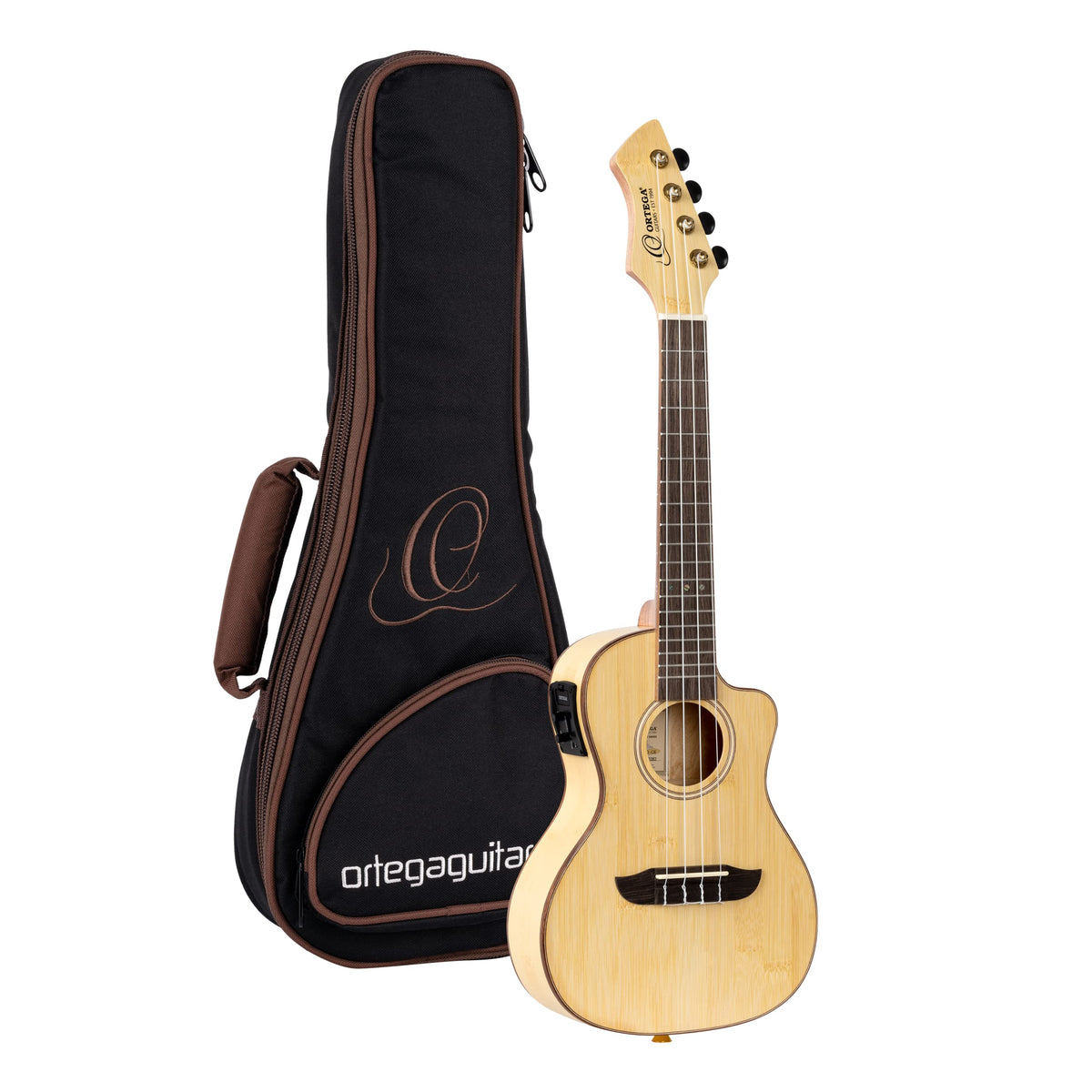 Ortega Guitars, 4 String Horizon Series Revese Headstock Concert Acoustic Electric Ukulele Wbag, Right, Natural, Akustisch Elekt