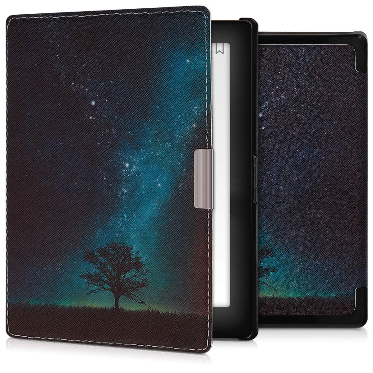 kwmobile Case Compatible with Kobo Aura Edition 1 Case - eReader Cover - Cosmic Nature Blue/Grey/Black