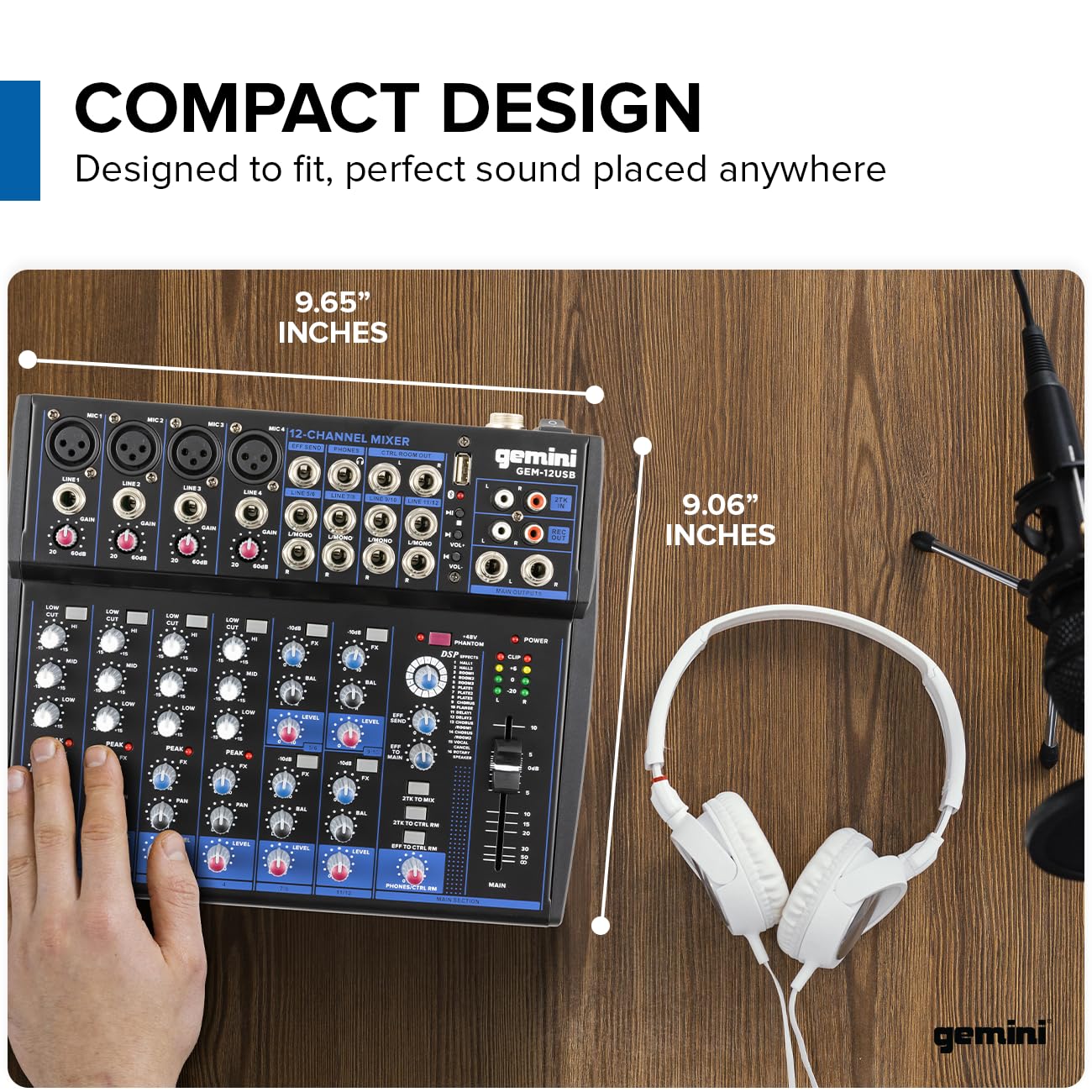 Gemini Sound Gem 12Usb | 12 Channel Professional Bluetooth Audio Mixer With On Board Multi Fx, Usb Mp3 Playback, And High Quality Preamps For Dynamic Live Sound Mixing