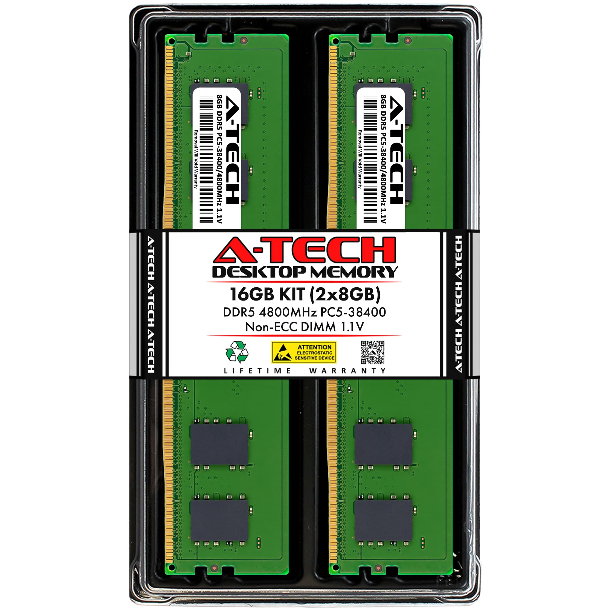 A Tech 16Gb Kit (2X8Gb) Ddr5 4800Mhz Pc5 38400 Cl40 Udimm 1.1V Non Ecc Unbuffered Dimm 288 Pin Desktop Ram Memory Upgrade Module