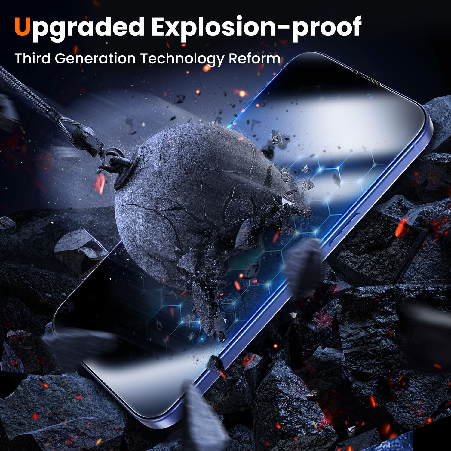 Uniqueme For Iphone 16 Plus Screen Protector   [Military Grade Shatterproof & 9H+ Hardness] Screen Protector 16 Plus Tempered Gl