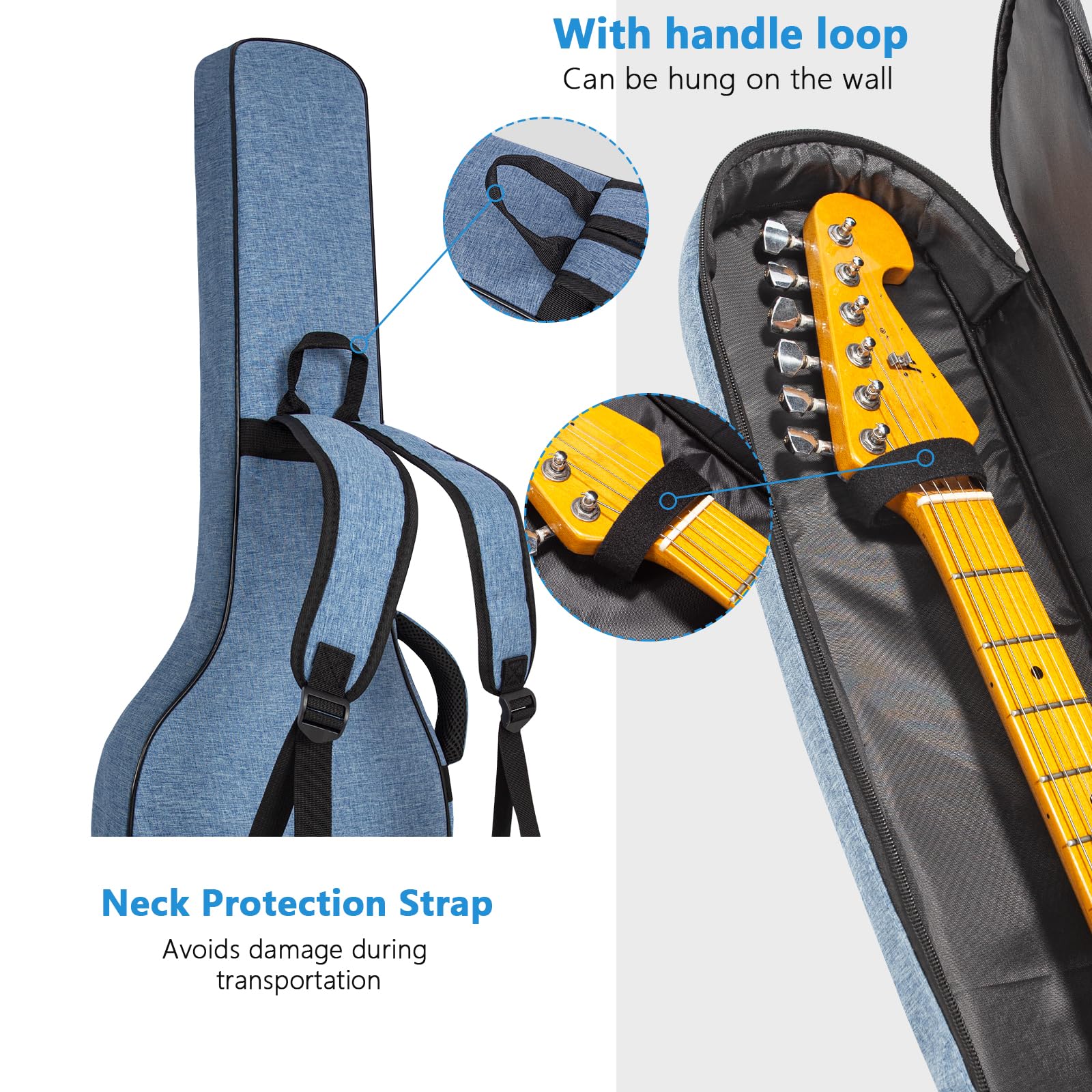 0.4In Thick Padding Backpack Soft Electric Guitar Gig Bag Padded Guitar Case Adjustable Shoulder Strap Gig Bag With Back Hanger