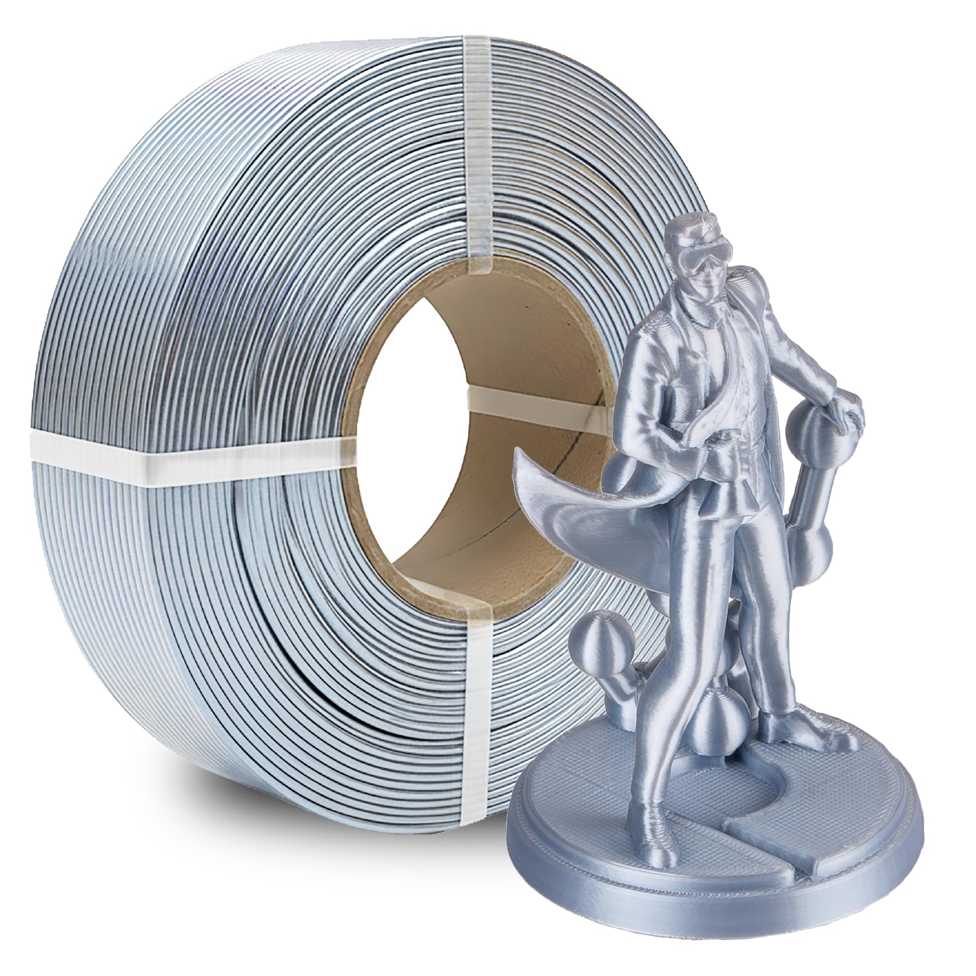 Polymaker Panchroma Refill Spool Silk Silver PLA 3D Printing Filament Refill, Compatible with All Reusable Spools and All Major 