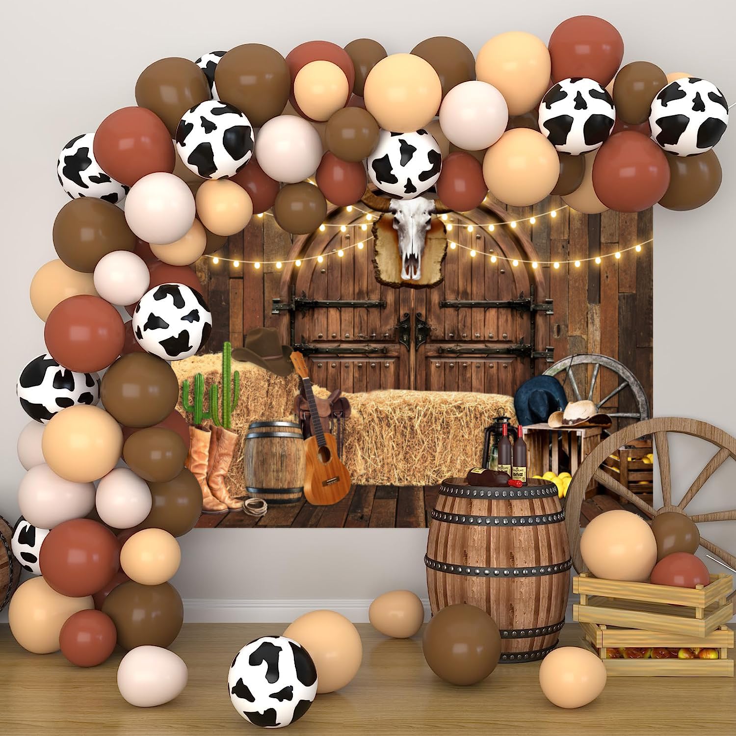 Western Cowboy Backdrop 10X8Ft Wild West Rodeo Saloon Barn Door Rustic Wooden House Country Fall Farm Warehouse Barnyard Photogr