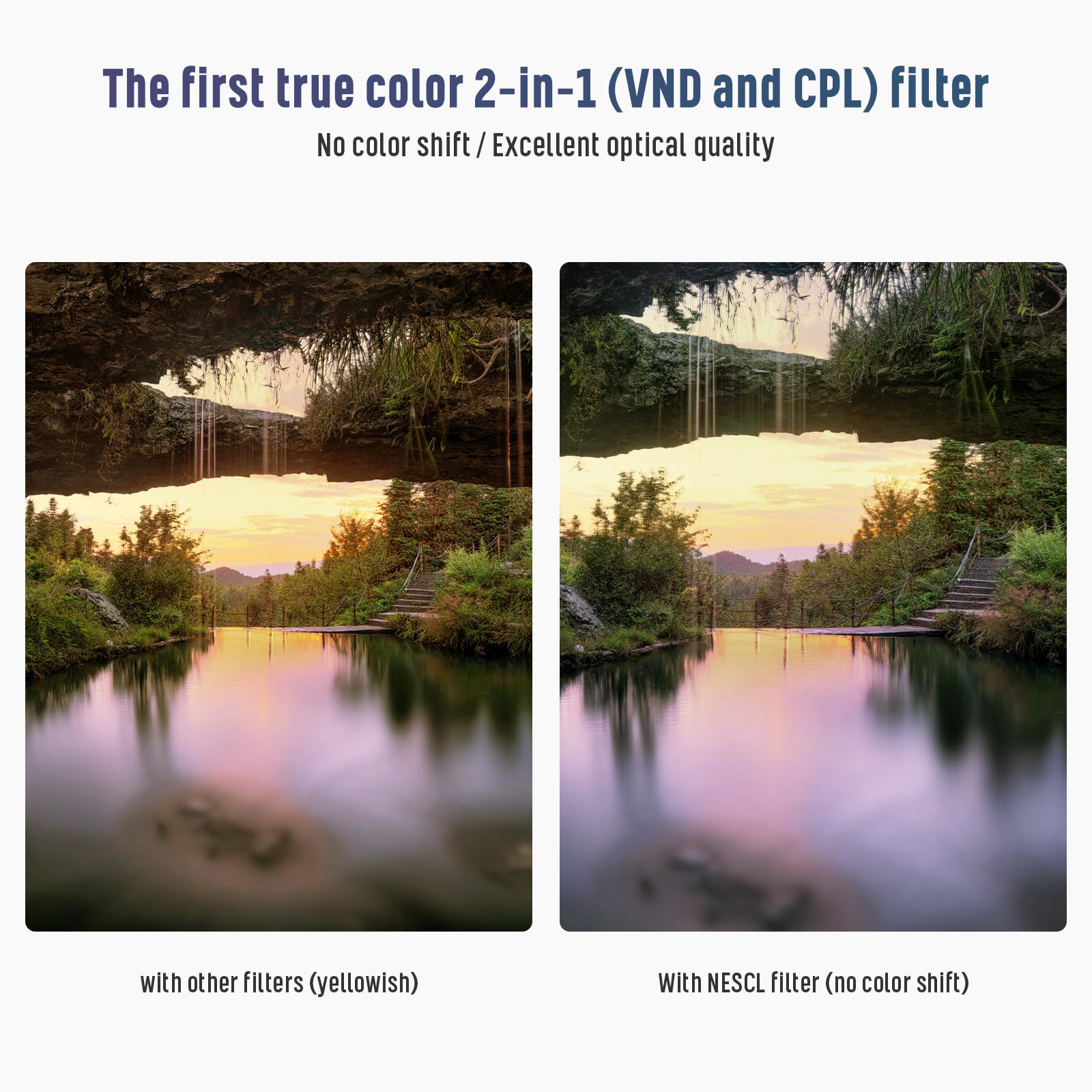 Nescl 58Mm True Color Variable Nd Filter Nd2 32 (1 5 Stops) & Cpl Circular Polarizers Filter 2 In 1, 30 Layer Nano Coated Camera