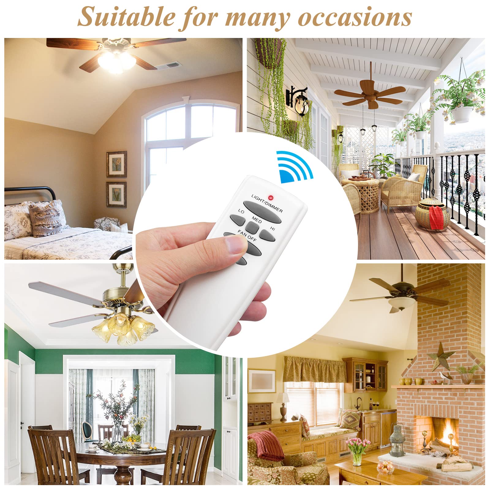 Ceiling Fan Remote Control With Reverse, Remote Control With Dimmer Replacement For Hampton Bay, Hunter, Compatible Uc7078T Chq8