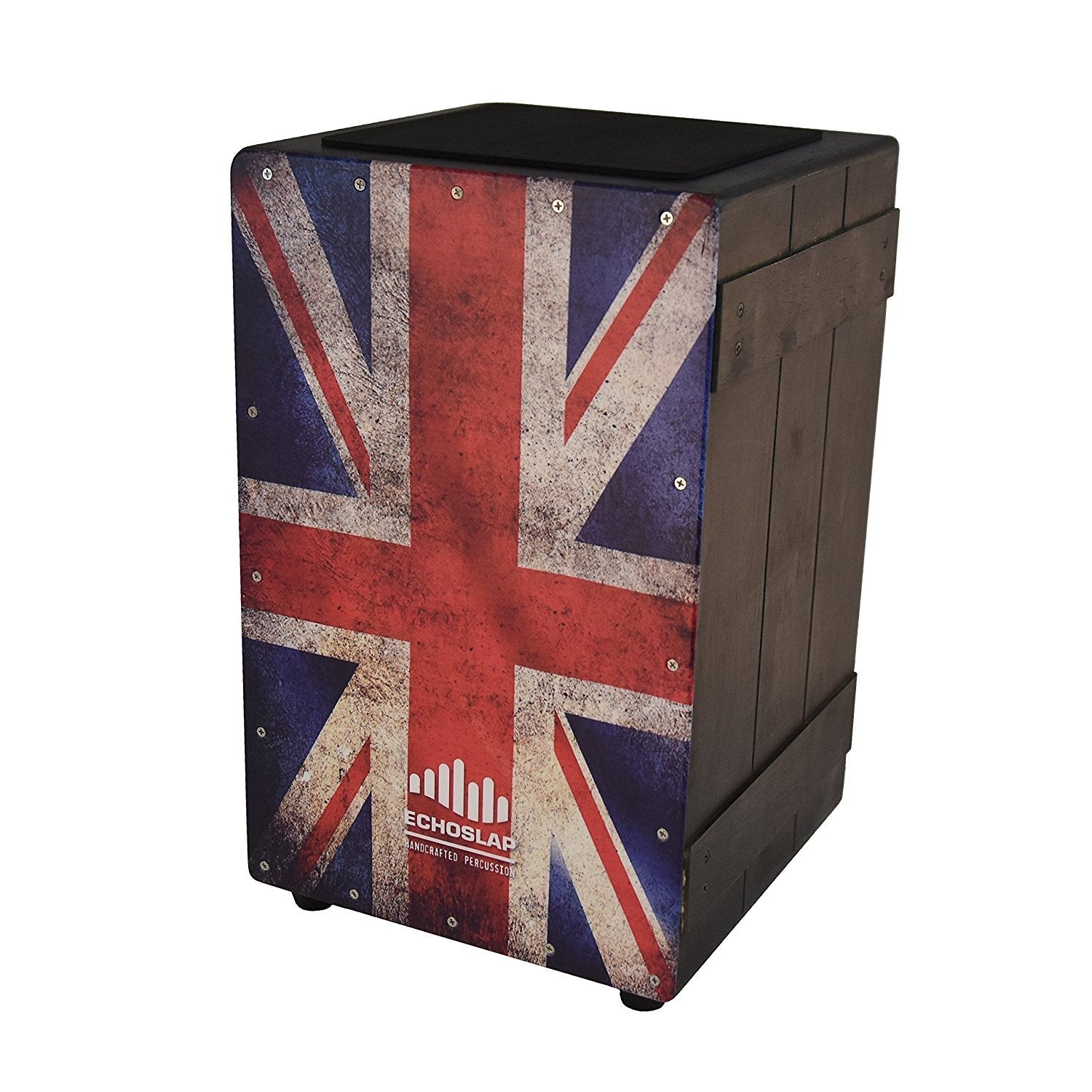 Echoslap Vintage Crate Cajon Vintage UK British Flag, Hand Crafted, Adjustable Snare  VC201FUK
