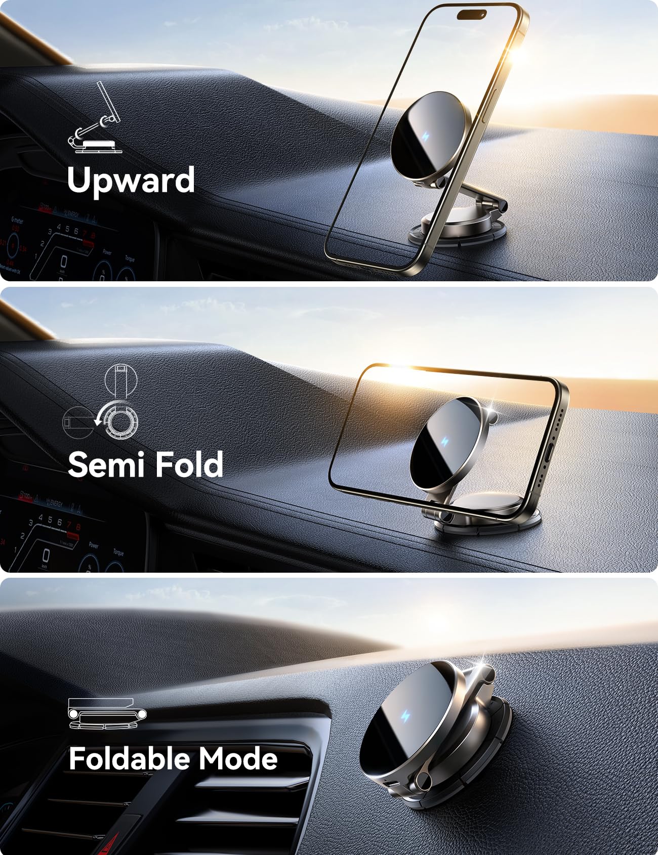 Joyroom For Magsafe Car Mount Charger, [All-Metal] 15W Fast Magsafe Car Charger, Magnetic Phone Holder For Car Dashboard For Iph