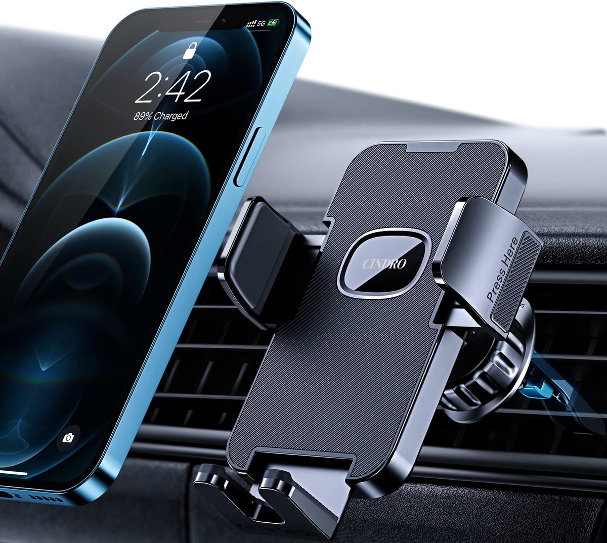 Phone Holder Car [Upgrade Clip Never Fall] Car Phone Holder Mount Automobile Air Vent Hands Free Cell Phone Holder For Car Fit F