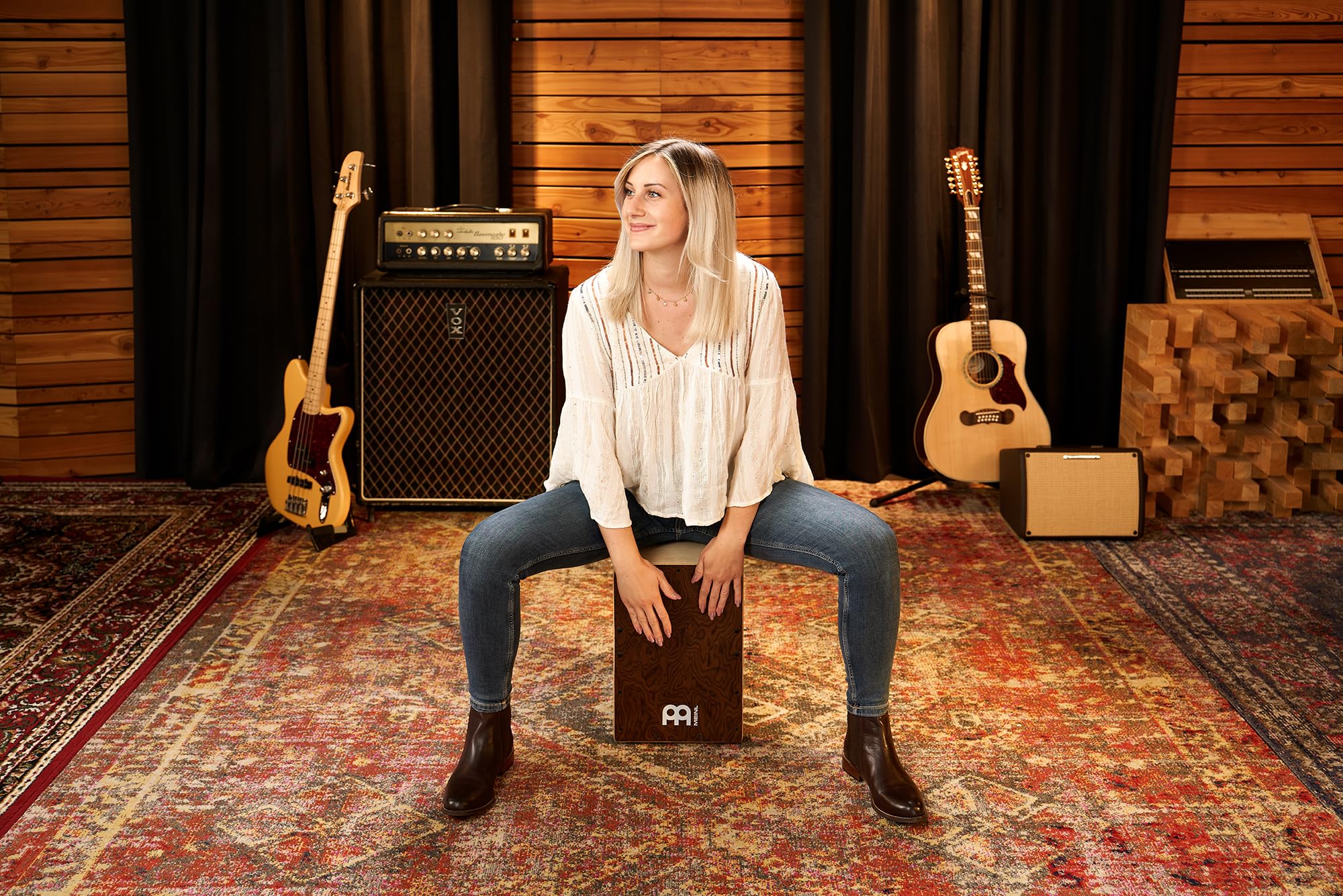 Meinl Percussion Jam Cajon Box Drum With Snare And Bass Tone For Acoustic Music   Made In Europe   Baltic Birch Wood, Play With Your Hands, 2 Year Warranty (Jc50Bw)