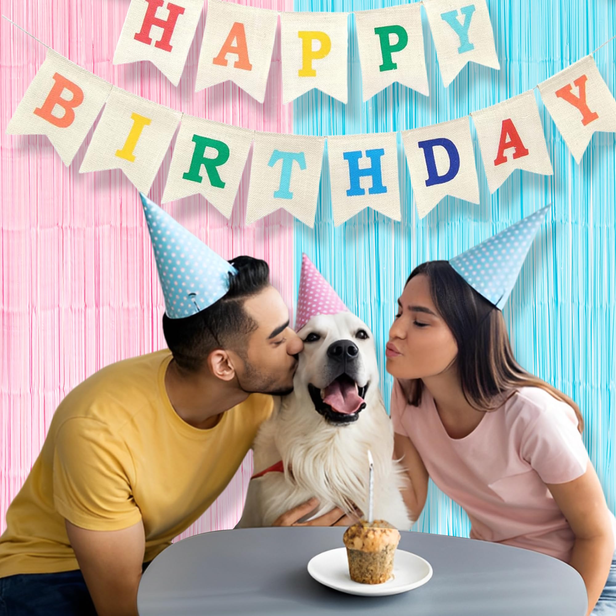 Braveshine Tinsel Photo Backdrop Curtains   2 Pack 3.2X8.2Ft Pastel Pink Blue Foil Fringe Streamer Curtain For Birthdays Boy Or