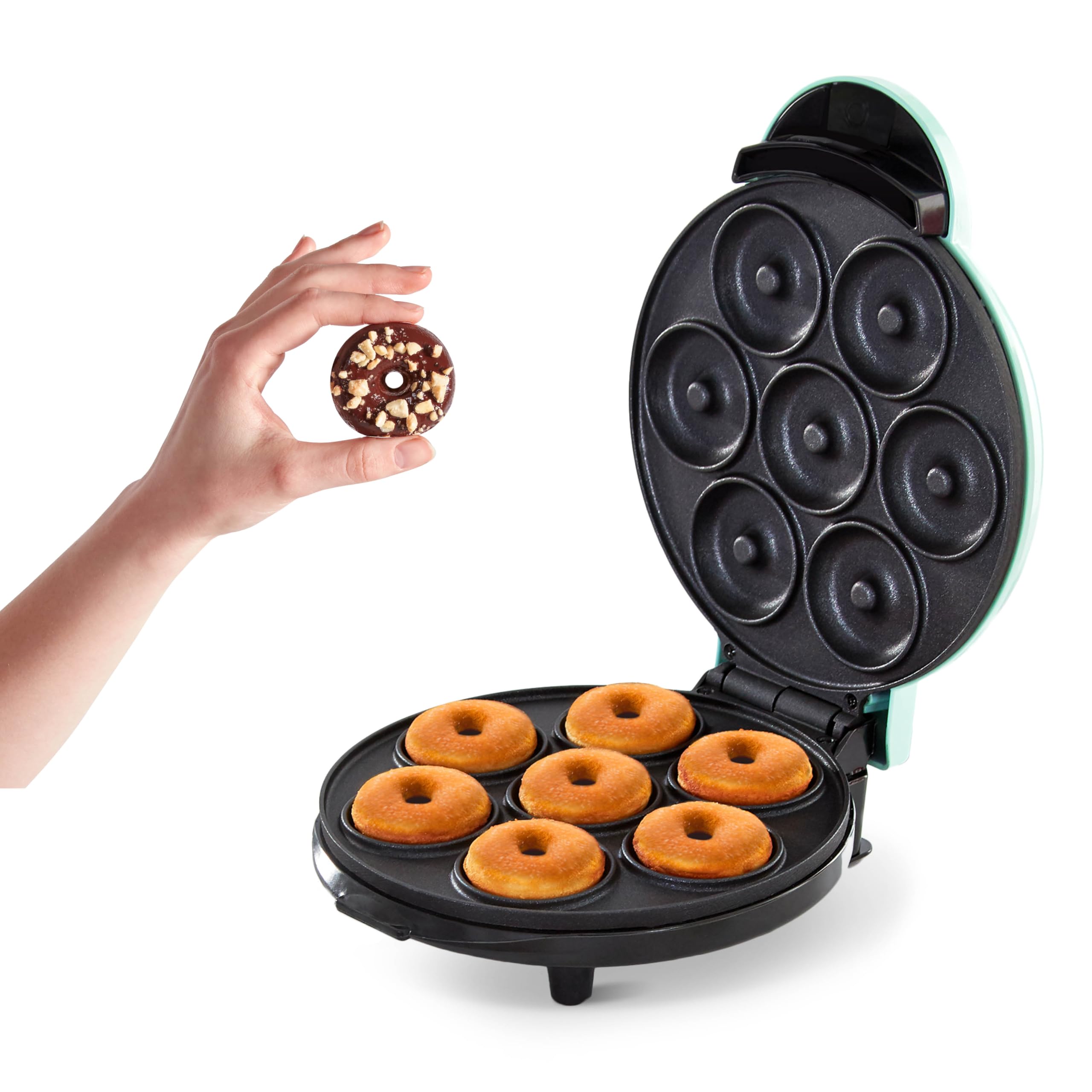 Dash Mini Donut Maker Machine For Kid Friendly Breakfast, Snacks, Desserts & More With Non Stick Surface, Makes 7 Doughnuts   Aq