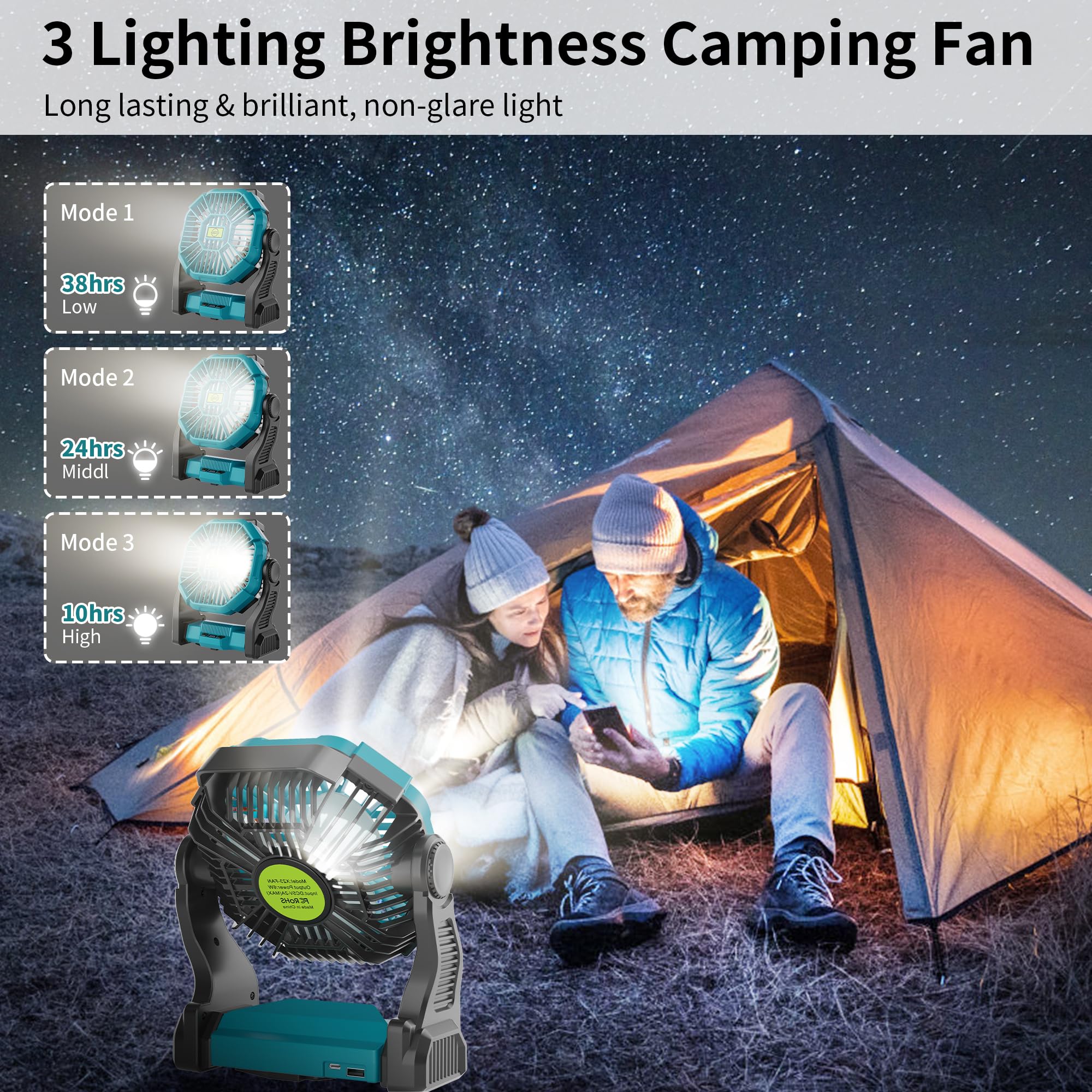 Tdlol Battery Powered Fan,270? Rotating Battery Operated Camping Fan Rechargeable, Usb Desk Personal Table Cordless With Hook, O