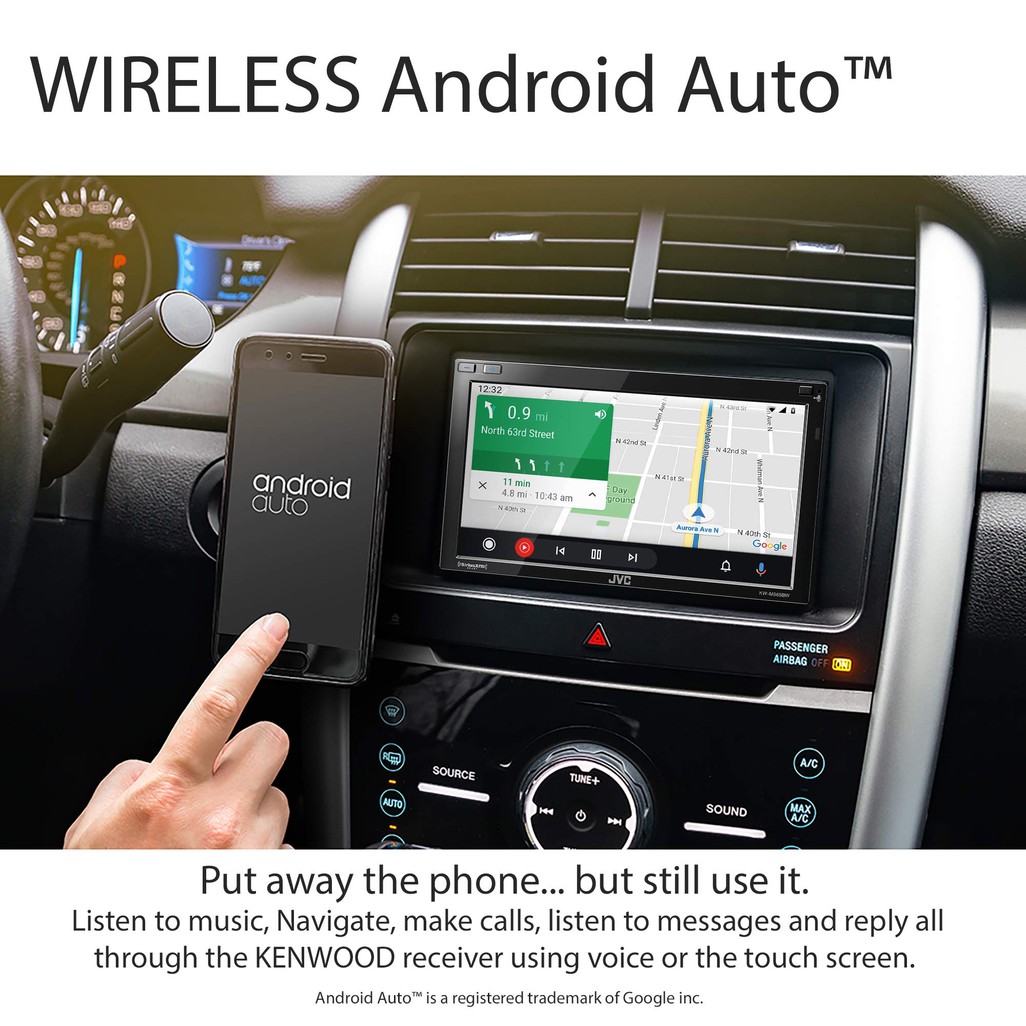 Jvc Kw M865Bw Built In Wi Fi For Wireless Carplay Android Auto, 6.8'' Lcd Touchscreen Display, Am/Fm, Bluetooth, Mp3 Player, Usb