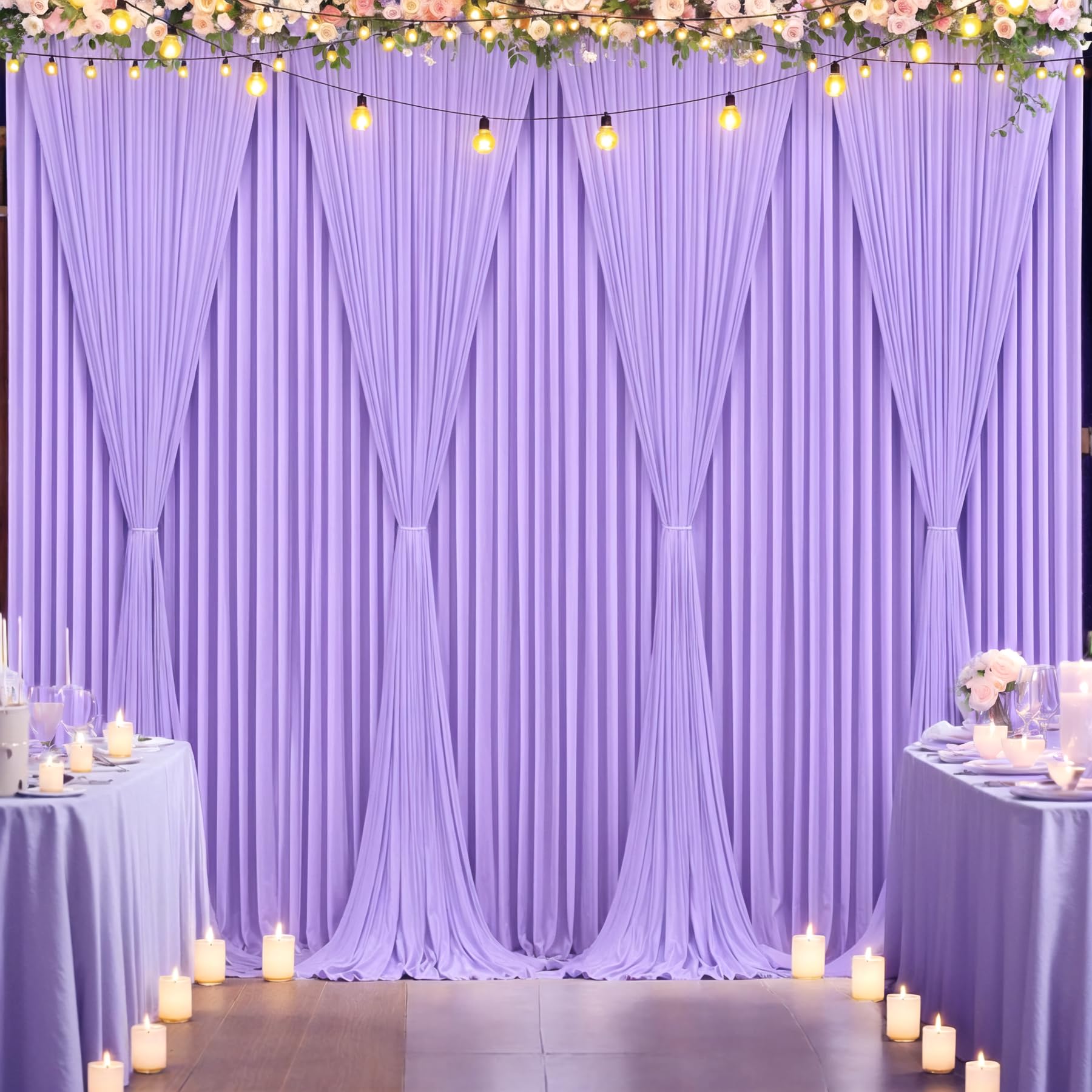 8 Panels Lavender Backdrop Curtain For Parties Wedding Wrinkle Free Light Purple Photo Curtains Backdrop Drapes Fabric Decoratio