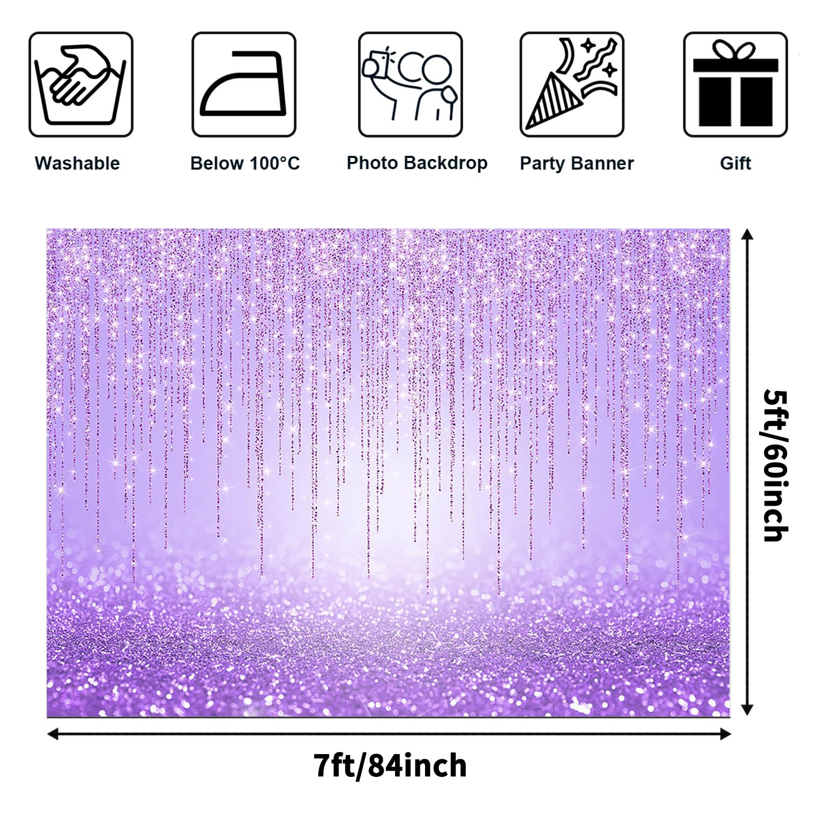 Avezano Purple Glitter Backdrop For Girl Birthday Party Sweet 16 Photoshoot Purple Shiny Glittering Bokeh Parties Events Decorat