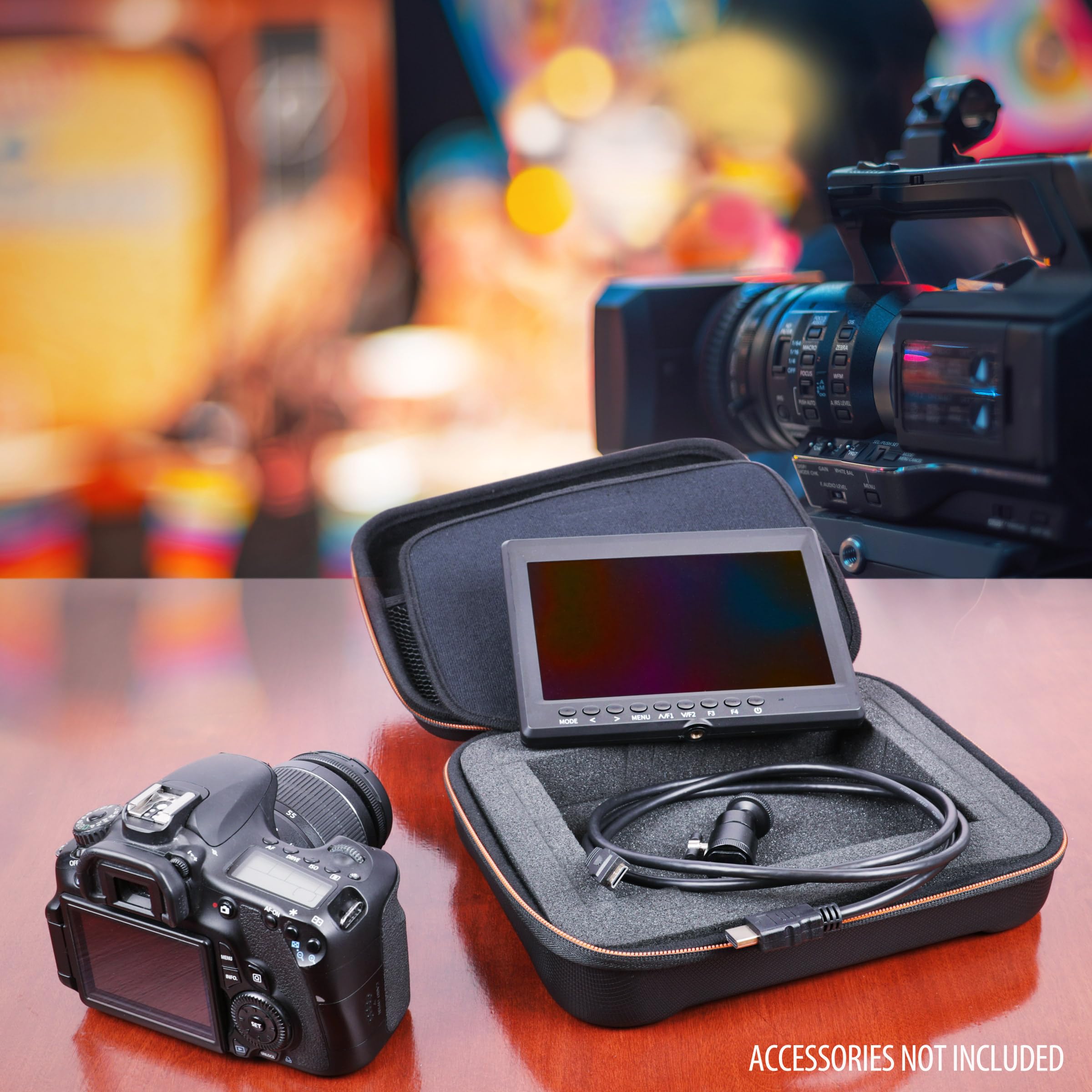 Usa Gear Camera Monitor Case   Portable Monitor Hard Case With Foam Interior, Water Resistant Exterior Compatible With Neewer 7