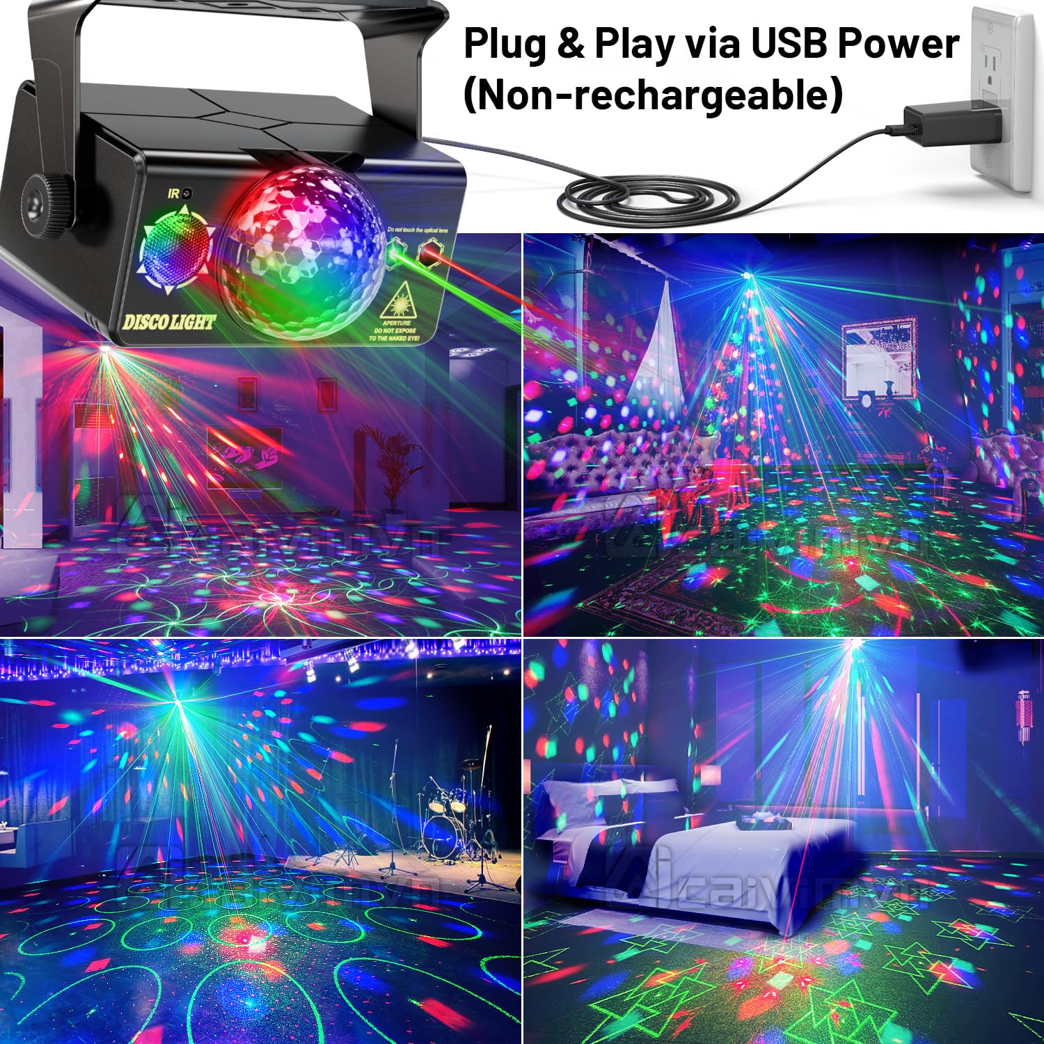 Caivimvn Party Lights, Dj Disco Light Disco Ball Light Sound Activated Strobe Stage Lights For Parties Birthday Christmas Gift W