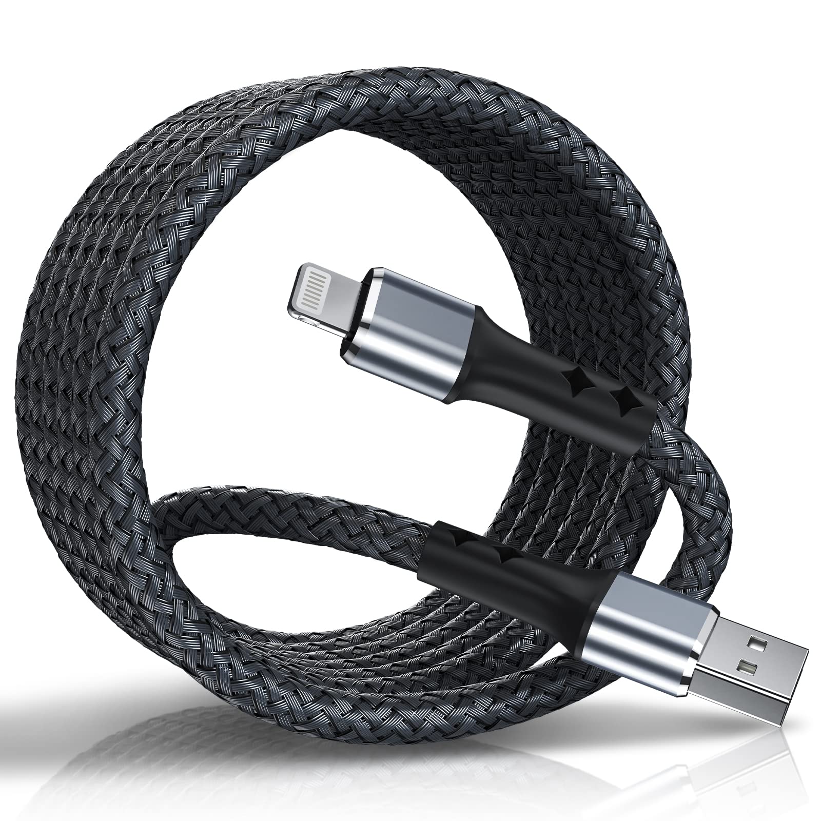 Oiith (2 Pack) Iphone Charger 6Ft For Apple Mfi Certified, Strong Nylon Braided Long Lightning Cable, Fast 2.4A Iphone Usb Charg
