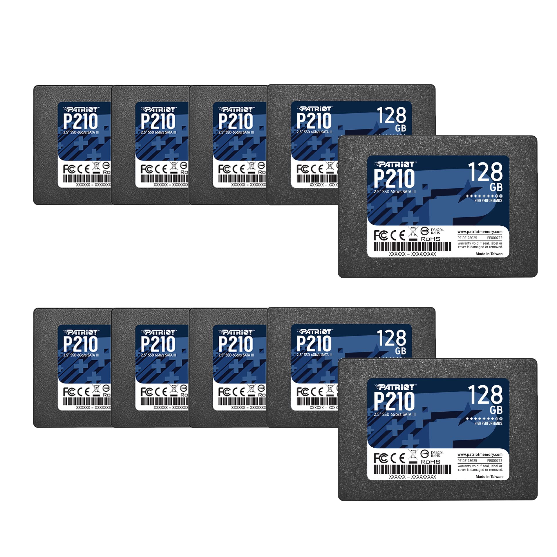 Patriot P210 Sata 3 128Gb Ssd 2.5 Inch Internal Solid State Drive 10 Pack, Lot Of 10   P210S128G2510