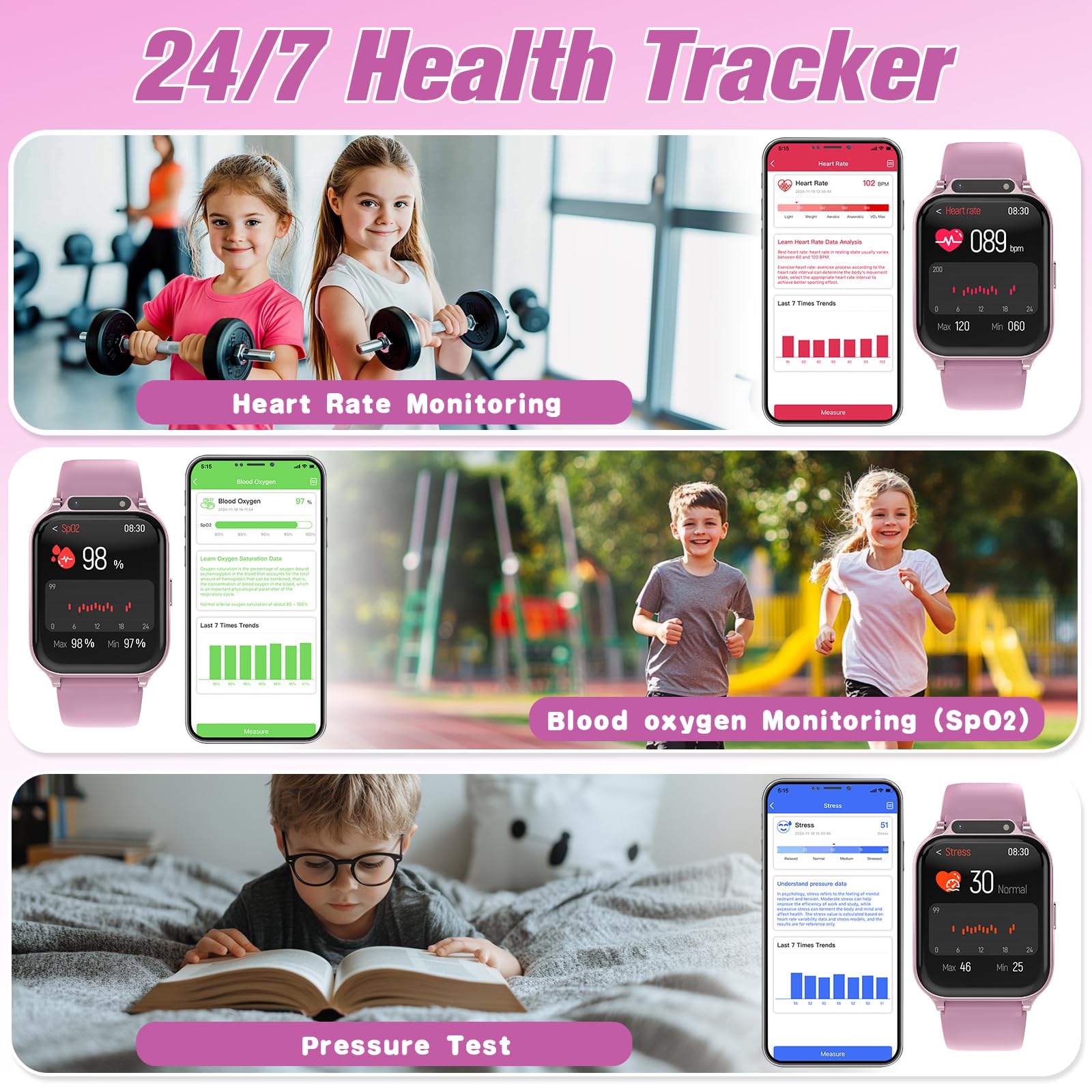 Smart Watch For Kids 1.85 '' With Fitness Tracker, Sleep Monitor, 22/100+ Sport Modes, Diy Dial, Ip68 Waterproof, Step Counter,