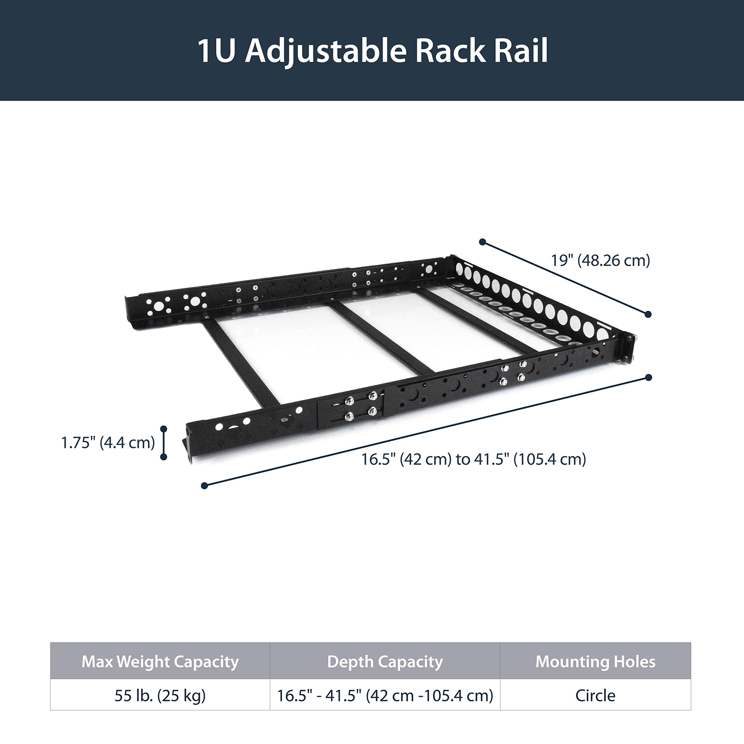 Startech.Com 1U Universal Server Rack Rails   Taa Compliant Adjustable Depth Server Mounting Rails   19Inch Rack Mount Rails (Un