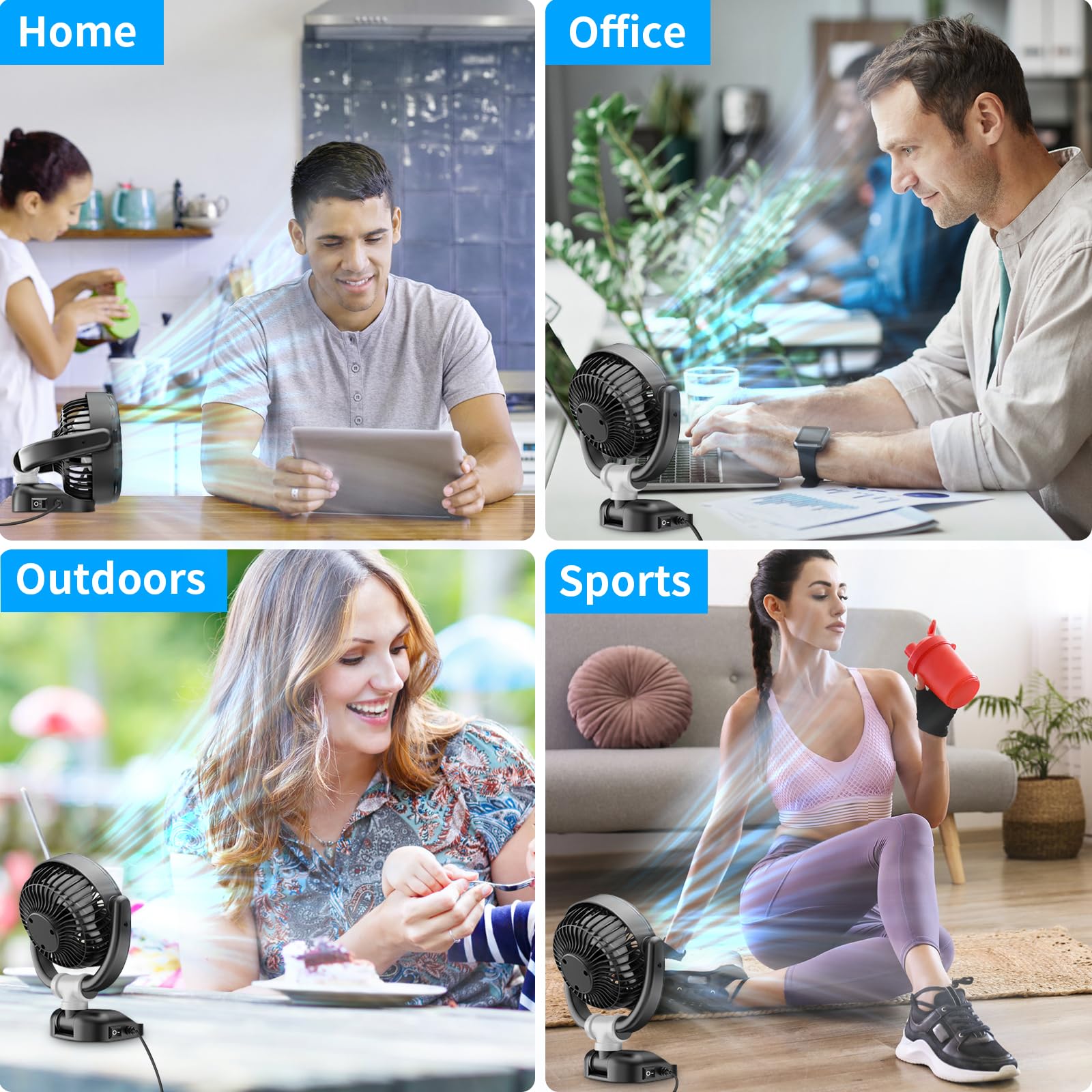 Rainyanunite Car Fan   2024 New Portable Folding Fan With 360 Rotate,Brushless Motor,Strong Wind Air Circulation,Multiple Uses (