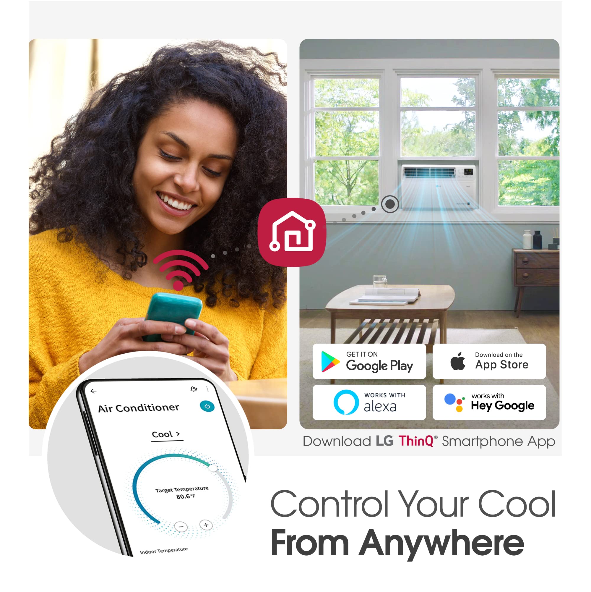 Lg 10000 Btu Window Air Conditioners [2023 New] Dual Inverter Remote Wifi Enabled App Ultra Quiet Washable Filter Cools 450 Sq.F