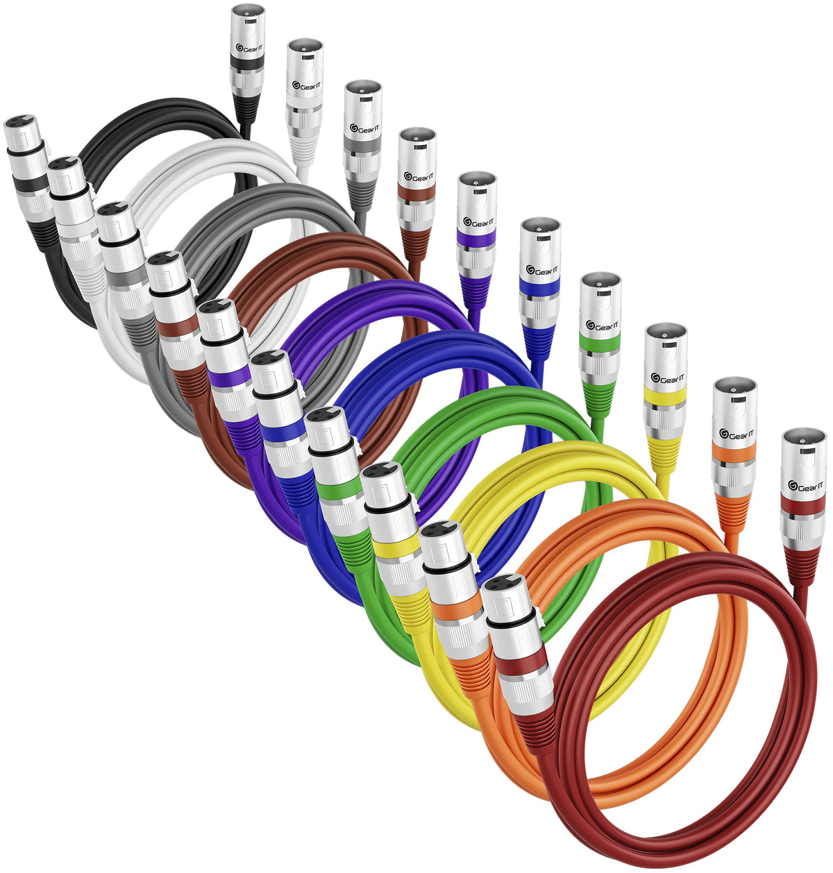 Gearit Xlr To Xlr Microphone Cable (1 Feet, 10 Pack) Xlr Male To Female Mic Cable 3 Pin Balanced Shielded Xlr Cable For Mic Mixe