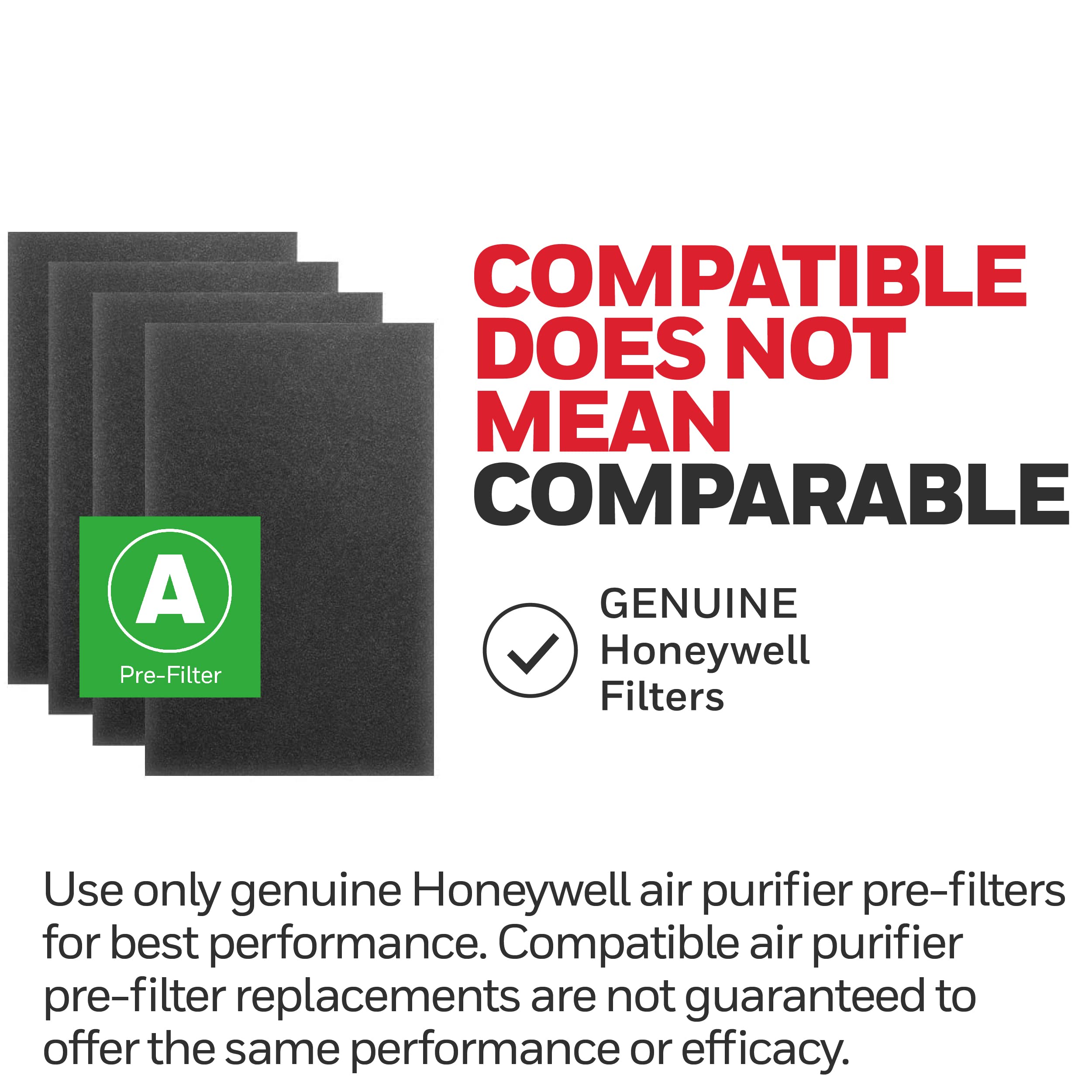 Honeywell Hrf A100 Air Purifier Pre Kit Filter, 4 Pack   Allergen Air Filter Targets Dust, Voc, Pet, Kitchen, And Wildfire/Smoke