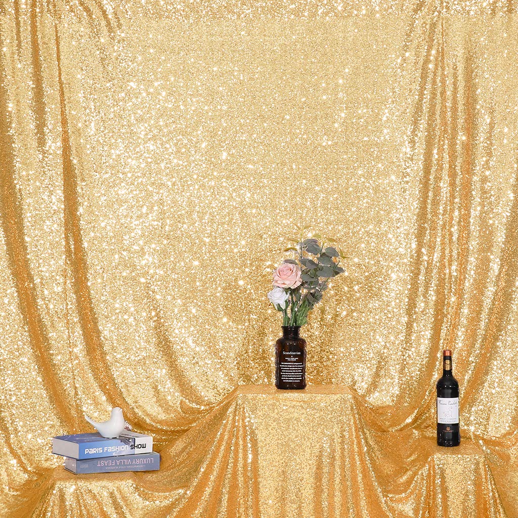 Juya Delight Gold Sequin Backdrop Curtain For Party Wedding Photography,Gold,4Ftx7Ft