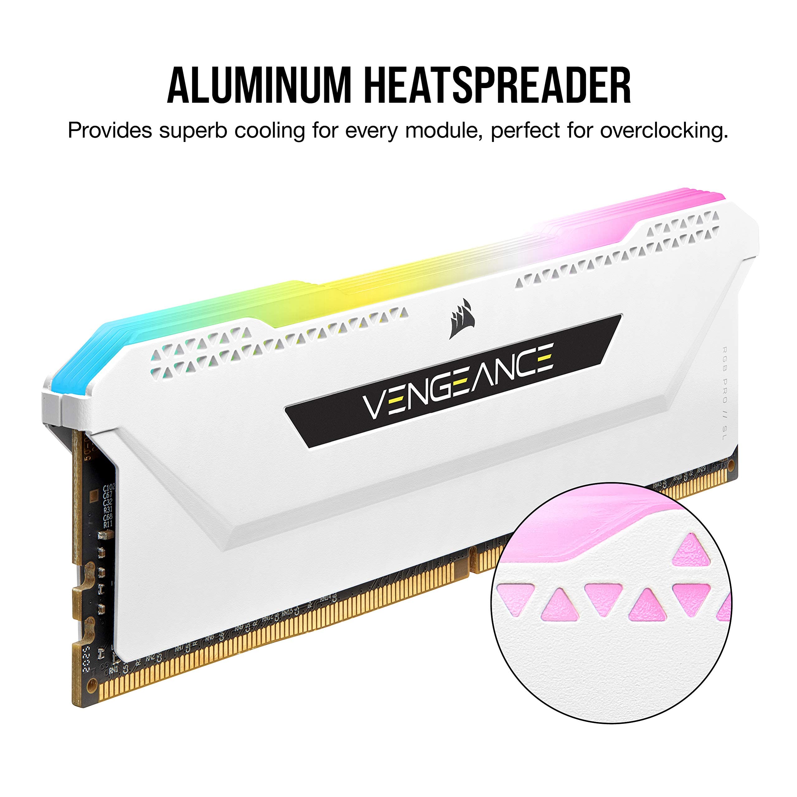 Corsair Vengeance Rgb Pro 16Gb (2X8Gb) Ddr4 3600 (Pc4-28800) C18 1.35V Desktop Memory - White (Cmh16Gx4M2D3600C18W)