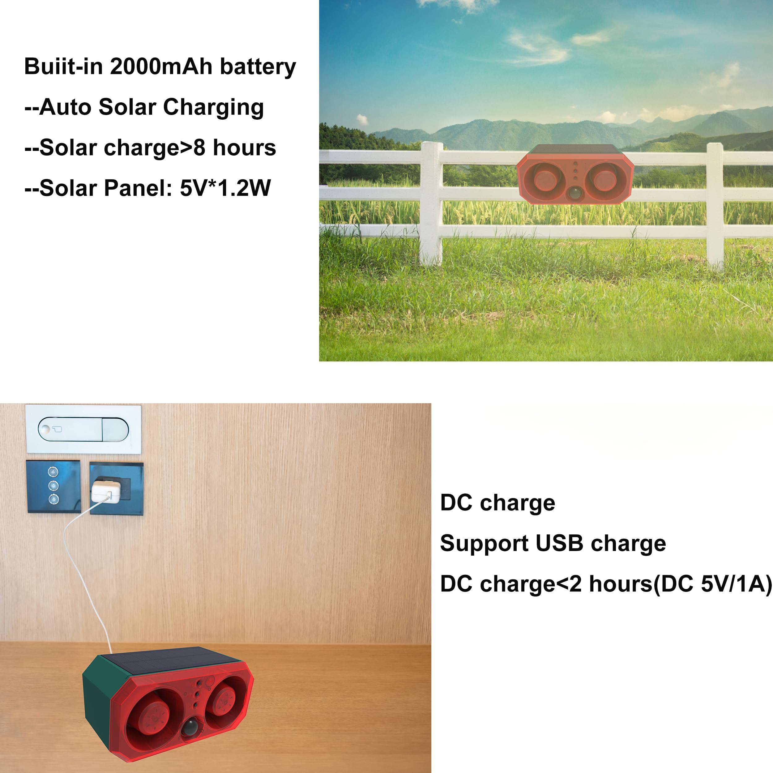 Solar Outdoor Motion Sensor Alarm: Comboss Barking Dog Motion Sensor,Motion Sensor Dog Barking Sound With 2*130Db Noise Maker &