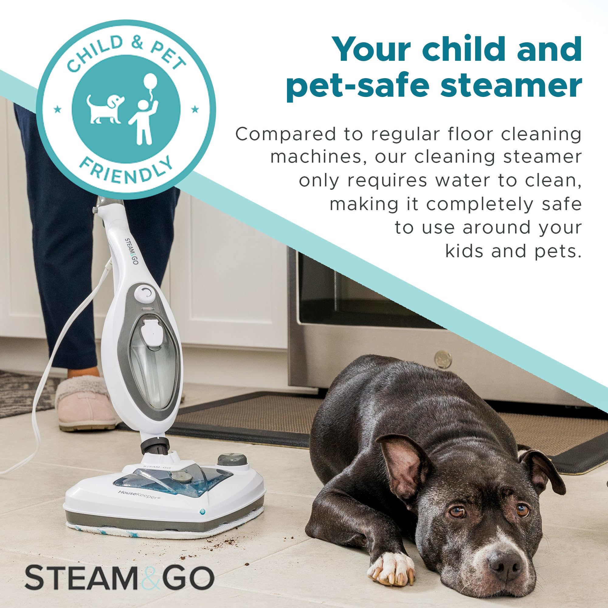 Steam And Go 10-In-1 Steam Mop - Floor Steamer With Detergent Chamber And Detachable Handle For Tile Grout, Clothes, Furniture,