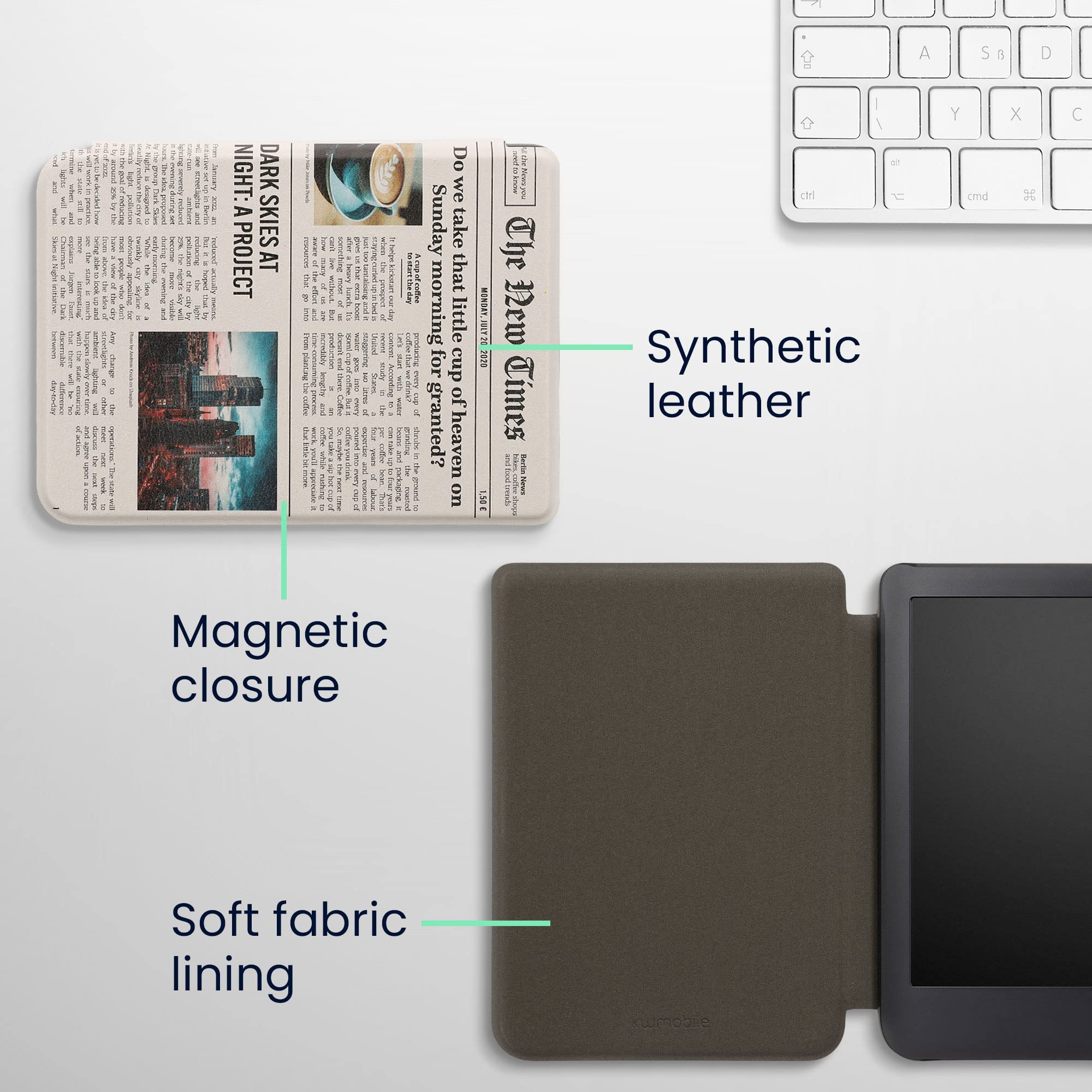 Kwmobile Case Compatible With Kobo Clara 2E / Tolino Shine 4 Case   Ereader Cover   Front Page Multicolor/Black/Sand