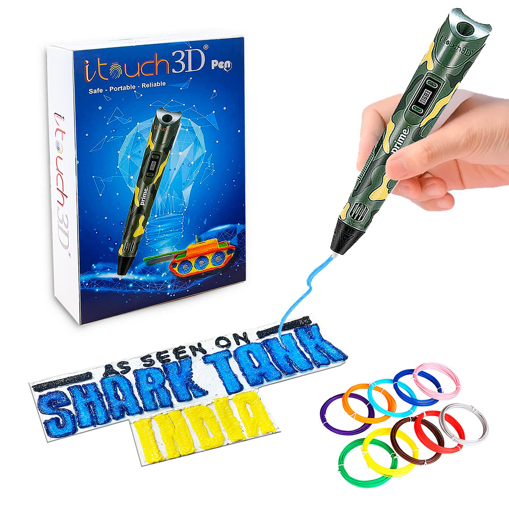 Wol3D Itouch Prime 3D Pen With 10 In 1 5M Filaments For 3D Printing With Speed Control, Advanced Temperature Regulation, Oled Di