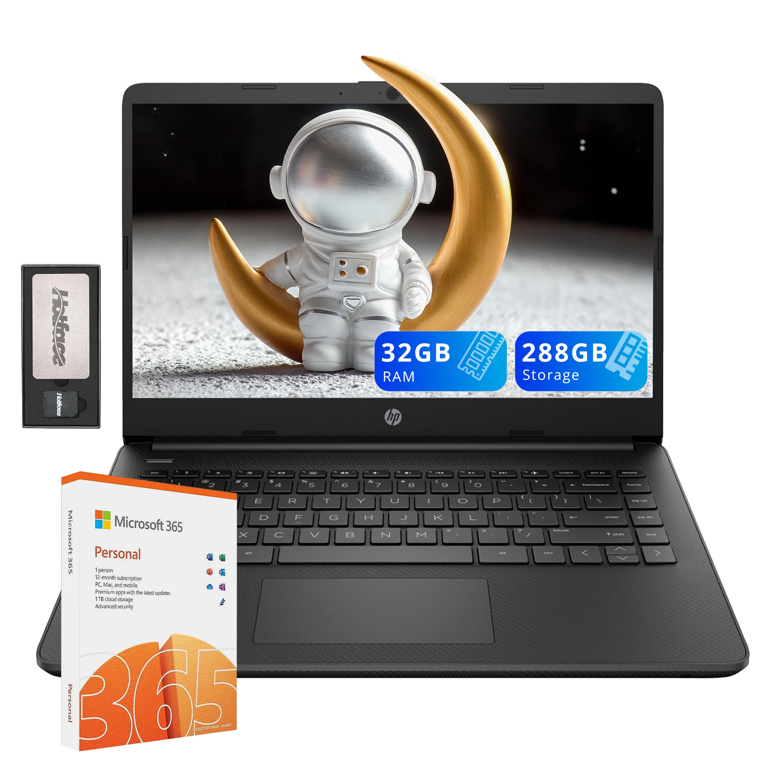 Hp Stream 14'' Hd Laptop, Intel Celeron N4120, 32Gb Ram, 288Gb Storage (128Gb Emmc + 160Gb Ssd Docking Station Set), Intel Uhd G