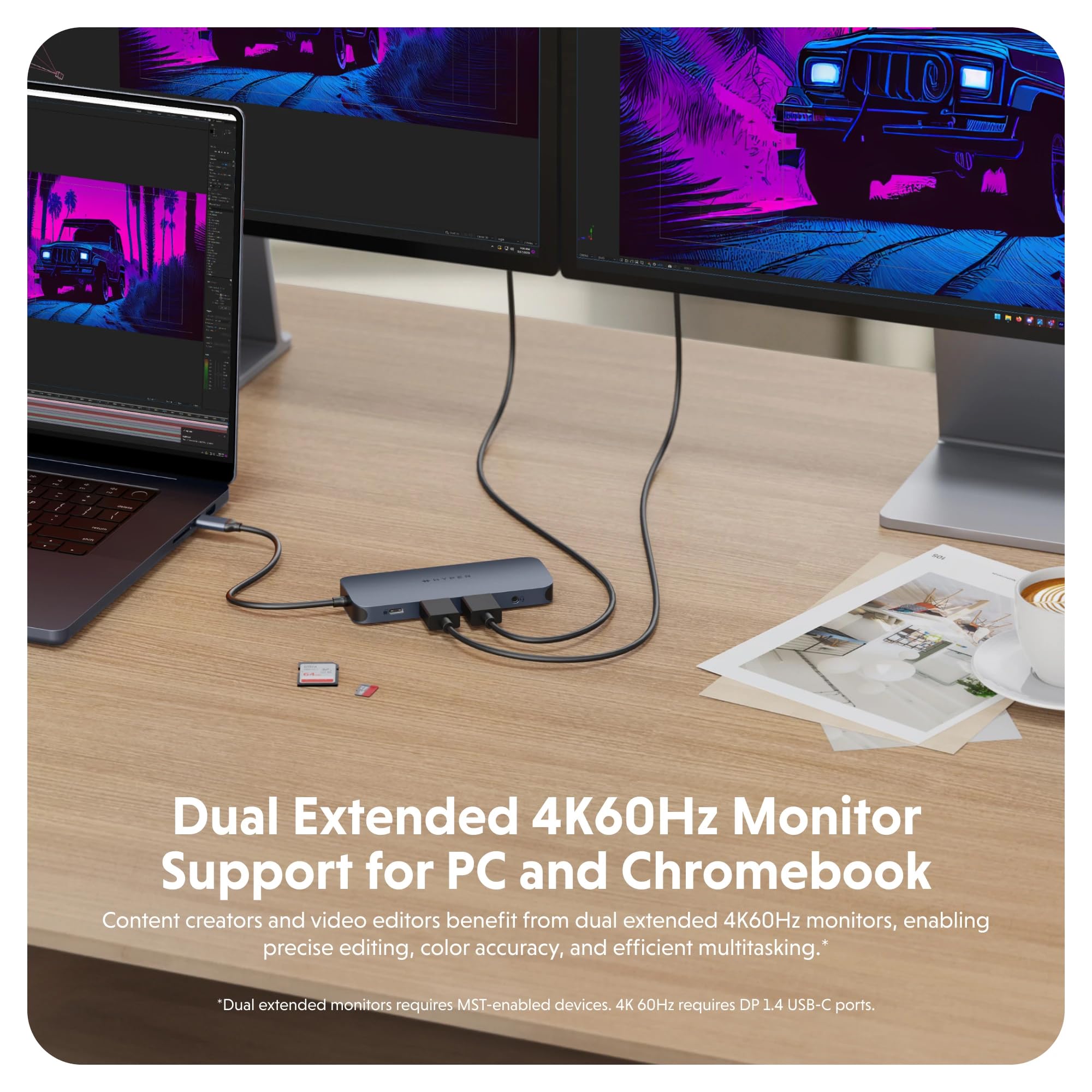 Hyper Next 11 Port USB C Hub Dual 4K60Hz HDMI 140W PD 10Gbps USB Aluminum Midnight Blue