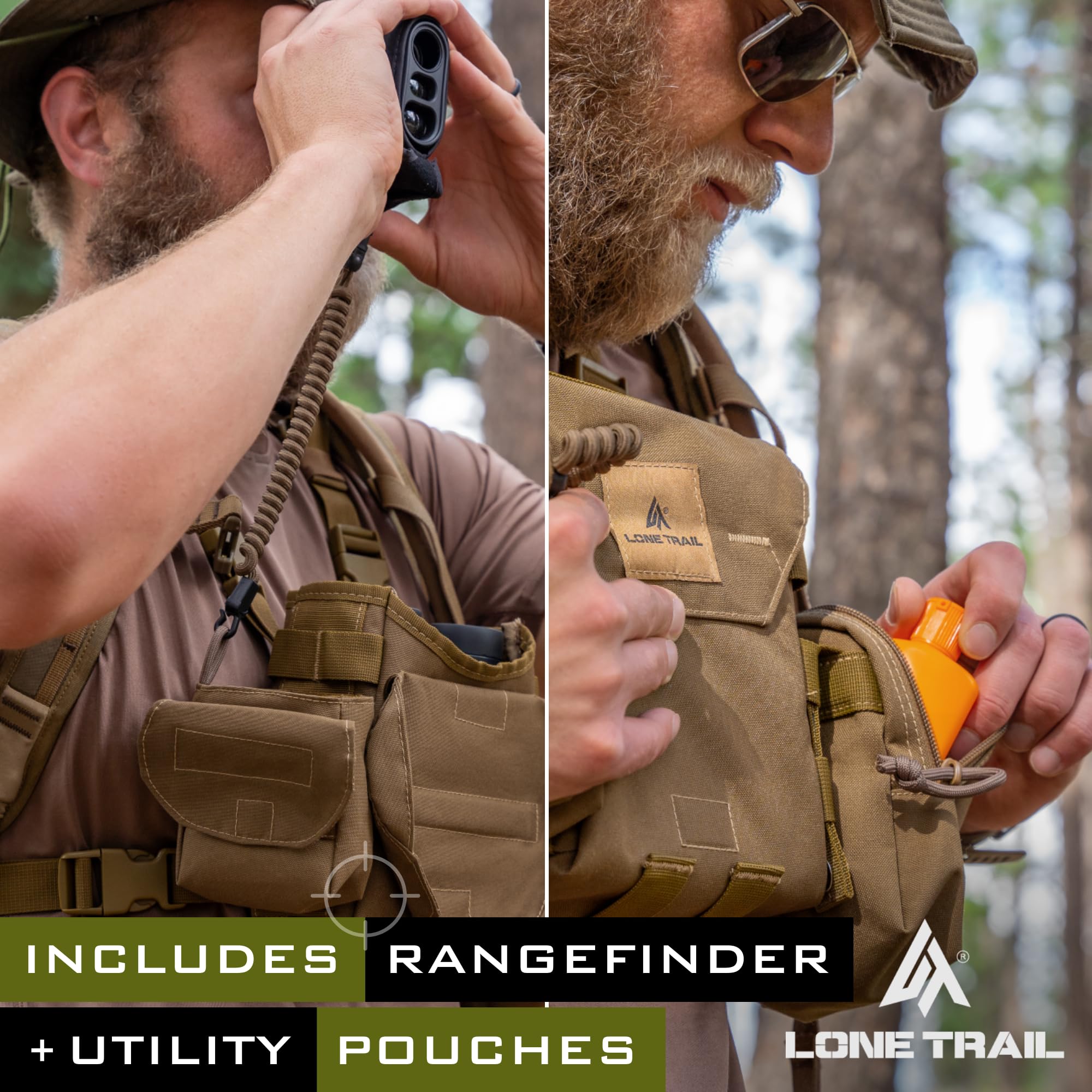 Lone Trail Binocular Harness Chest Pack, Bino Harness With Rangefinder Pouch, Binocular Case, Hunting Binoculars With Chest Harn