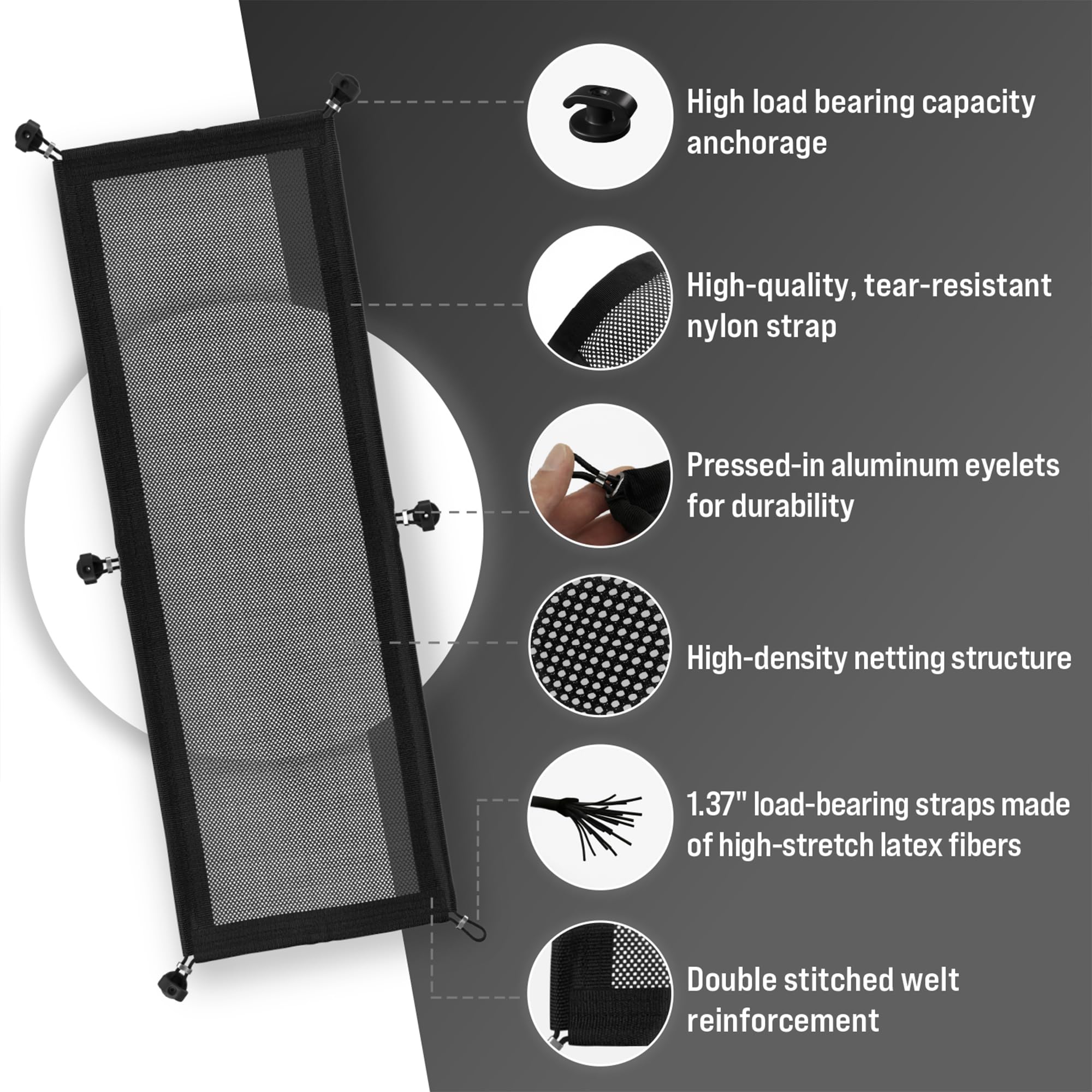 Ultimate Setup Cable Management Net - Under Desk Tray - Black - Model OL1067 - Fabric Cord Organizer for Tidy Workspaces