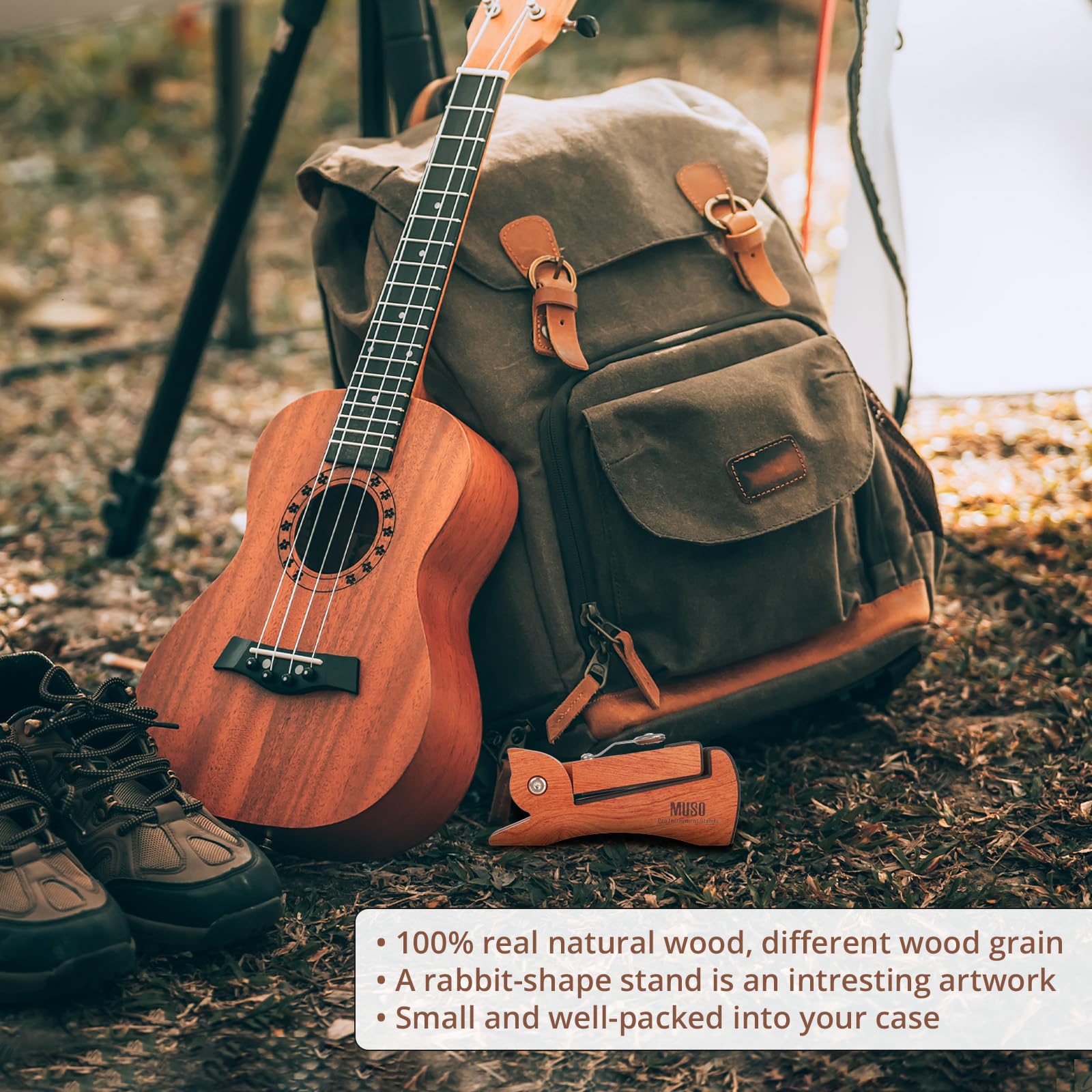 Muso Mini Violin Stand, Premium Solid Wood, Lightweight&Stylish Holder For Violin,Ukulele And Banjo (Rosewood)