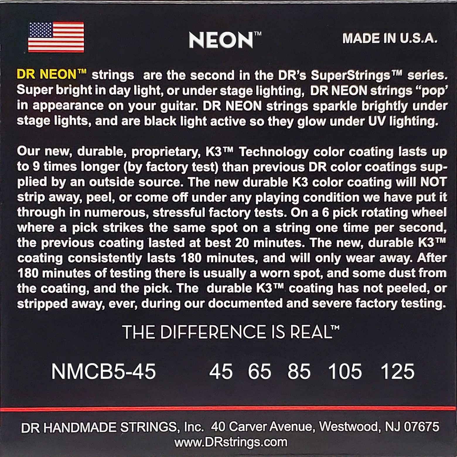 Dr Strings Hi Def Neon Bass Guitar Strings (Nmcb5 45),Black