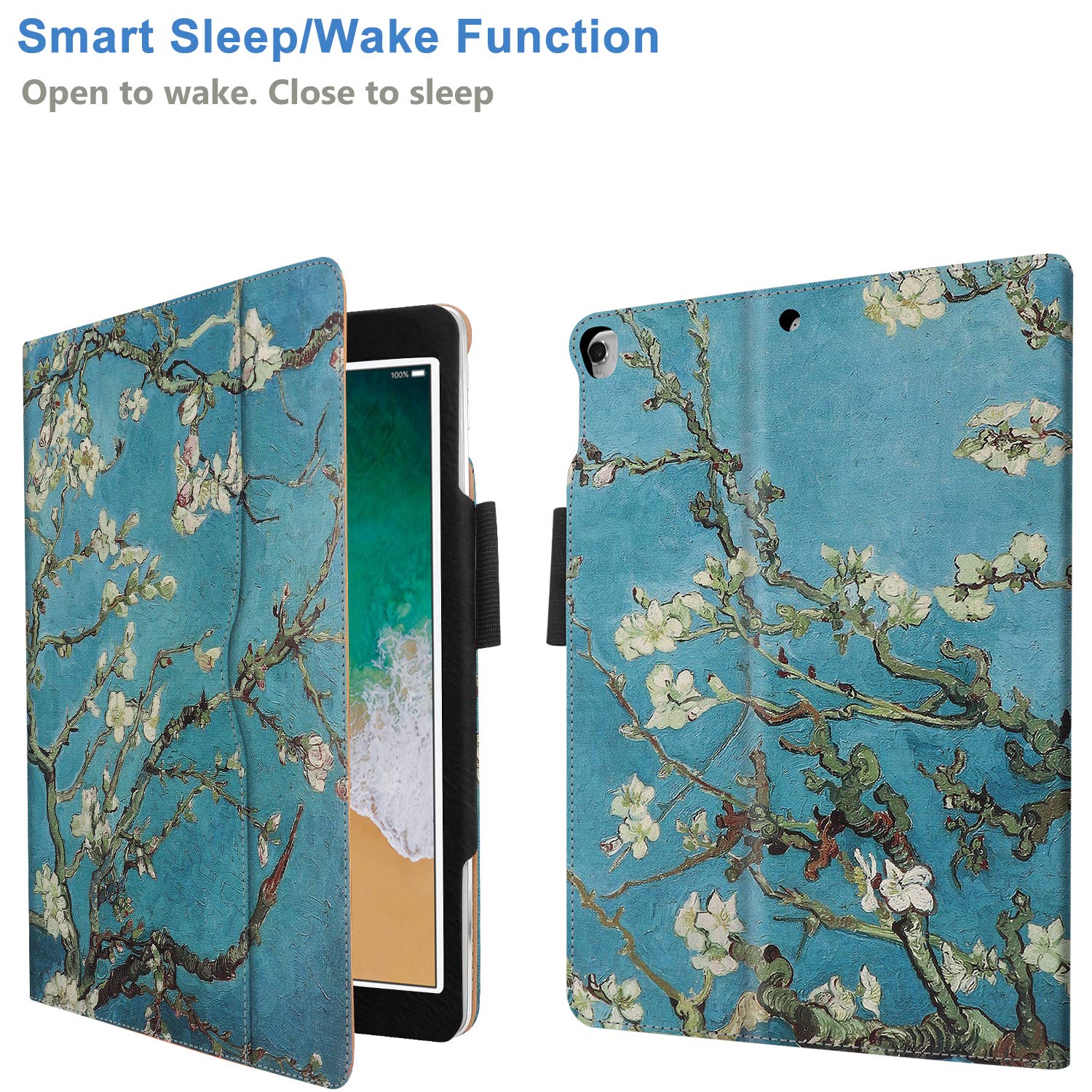 For Ipad 9Th/8Th Generation Case, For Ipad 10.2 Case 2021/2020 With Pencil Holder - Multi-Angle Stand, Hand Strap, Auto Sleep/Wa