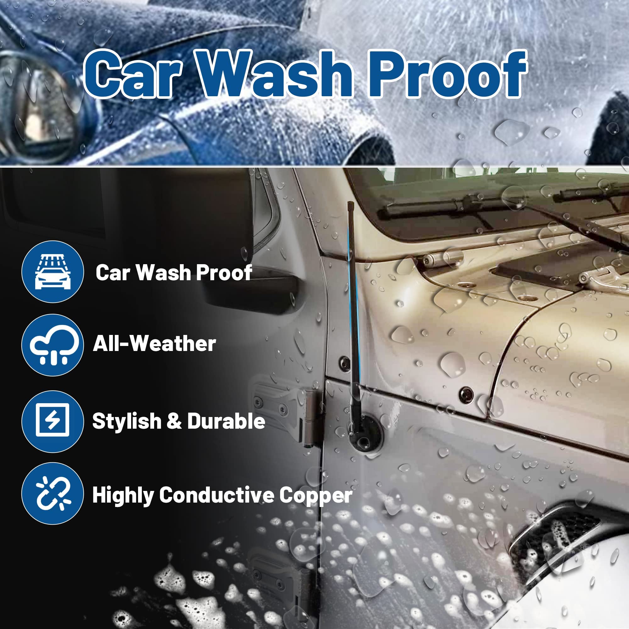 Anina 13' Antenna Mast Compatible With 2004 2022 Jeep Wrangler Jk Dodge Avenger Chrysler 300 Durable Flexible Replacement Car Washproof Fm/Am Radio Antenna