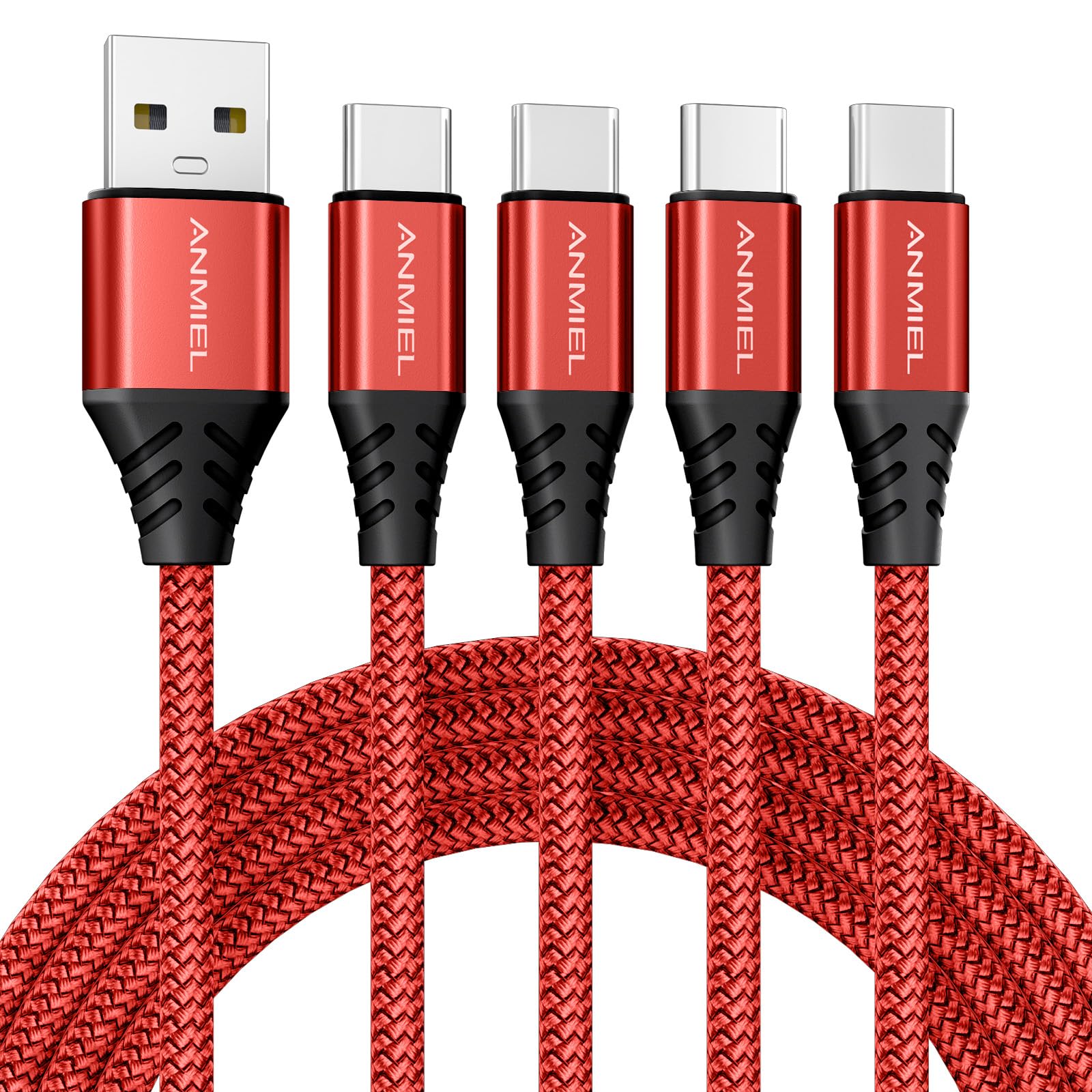 Anmiel Usb C Cable [4 Pack/10Ft] 3.1A Usb C Fast Charging Cable, Usb Type C Charger Cable Nylon Braided Data Cable Qc 3.0 Sync C