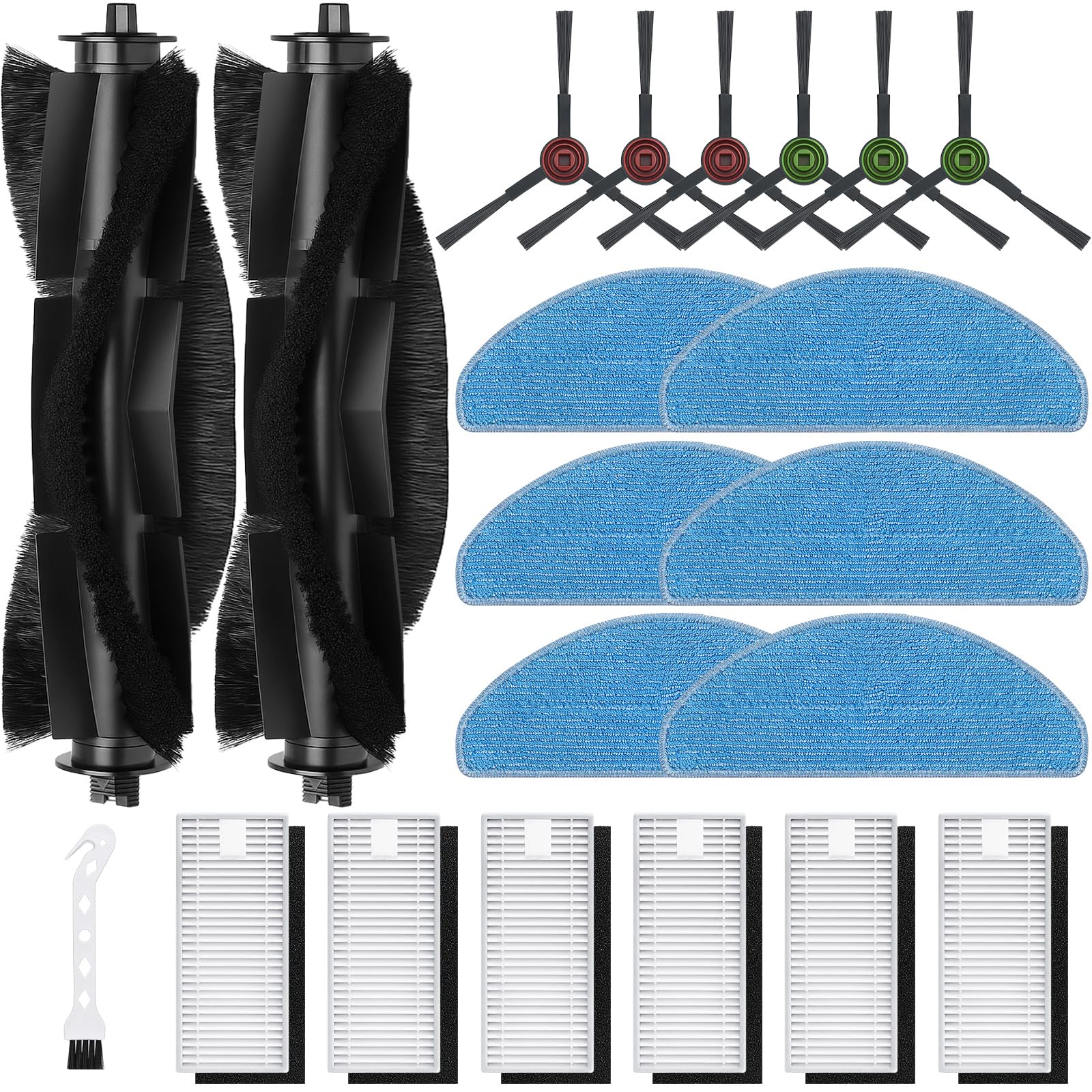 BUXEBUX G8000 Max Replacement Accessories Kit for Tikom G8000 Max and 2025 Year L8000 Pro, Robot Vacuum Parts, 2 Main Brush, 6 S