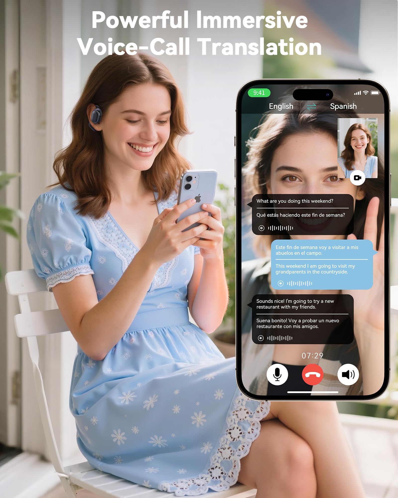 Ai Translation Earbuds Real Time, 164 Languages & Accents, Translator Earbuds 90H Playtime, Translation Headphone Led Display Au