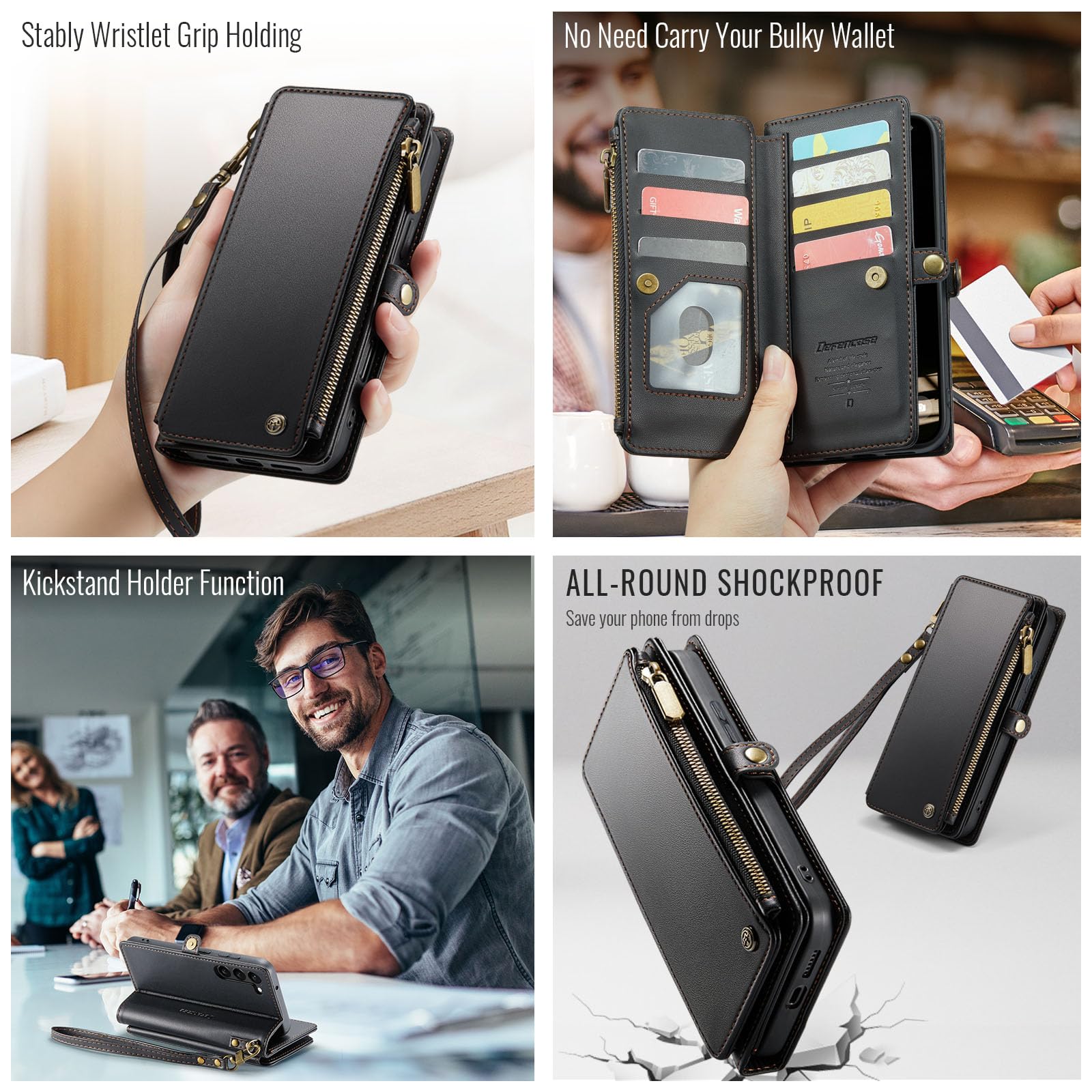 Defencase For Samsung Galaxy S23 Plus/ S23+ Case, ?Rfid Blocking? For Samsung S23 Plus Wallet Case Women Men, Pu Leather Magneti
