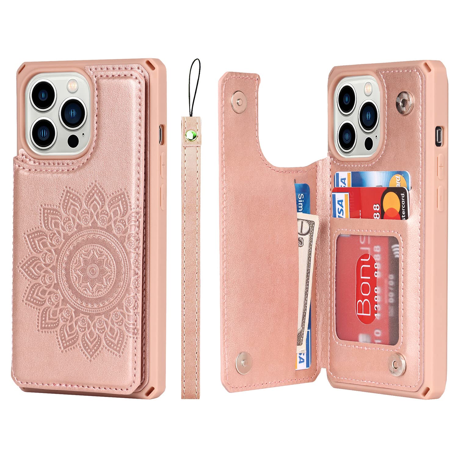 Cavor For Iphone 13 Pro Case With Card Holder,Iphone 13 Pro Wallet Case For Women Men,Phone Case Iphone 13 Pro Case With Stand &