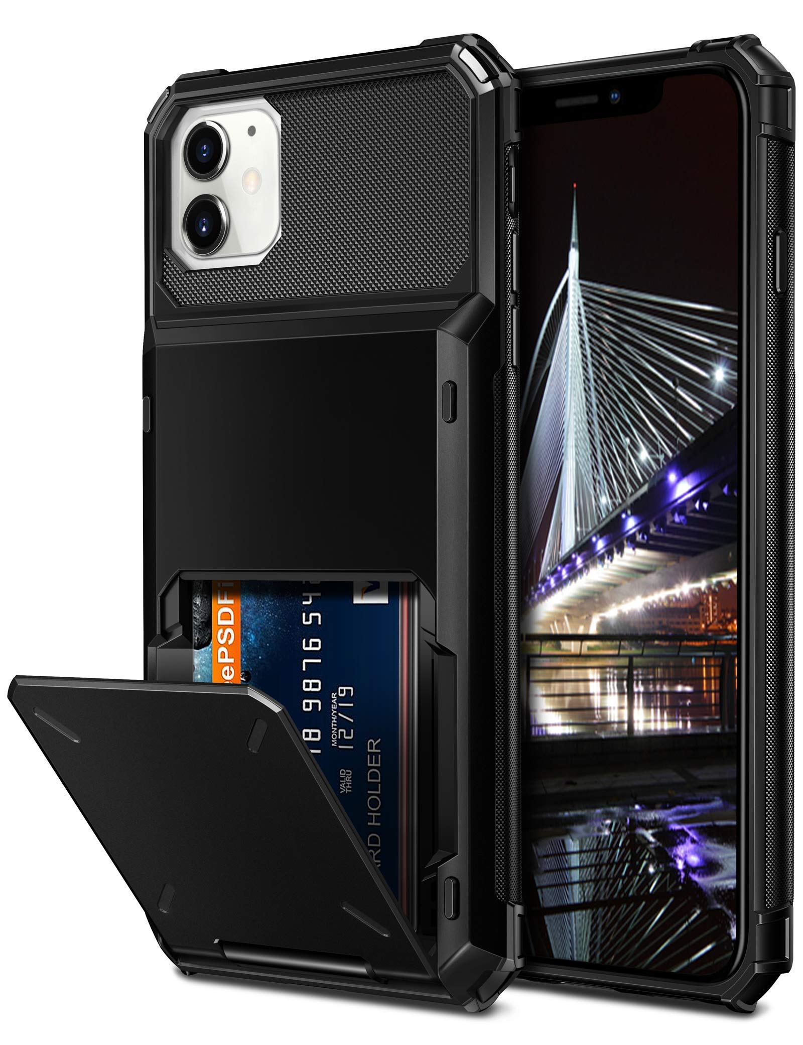 Vofolen Compatible with iPhone 12 Case 5G Wallet 4-Card Slot Credit Card Holder Flip Hidden Pocket Dual Layer Protective Back Co